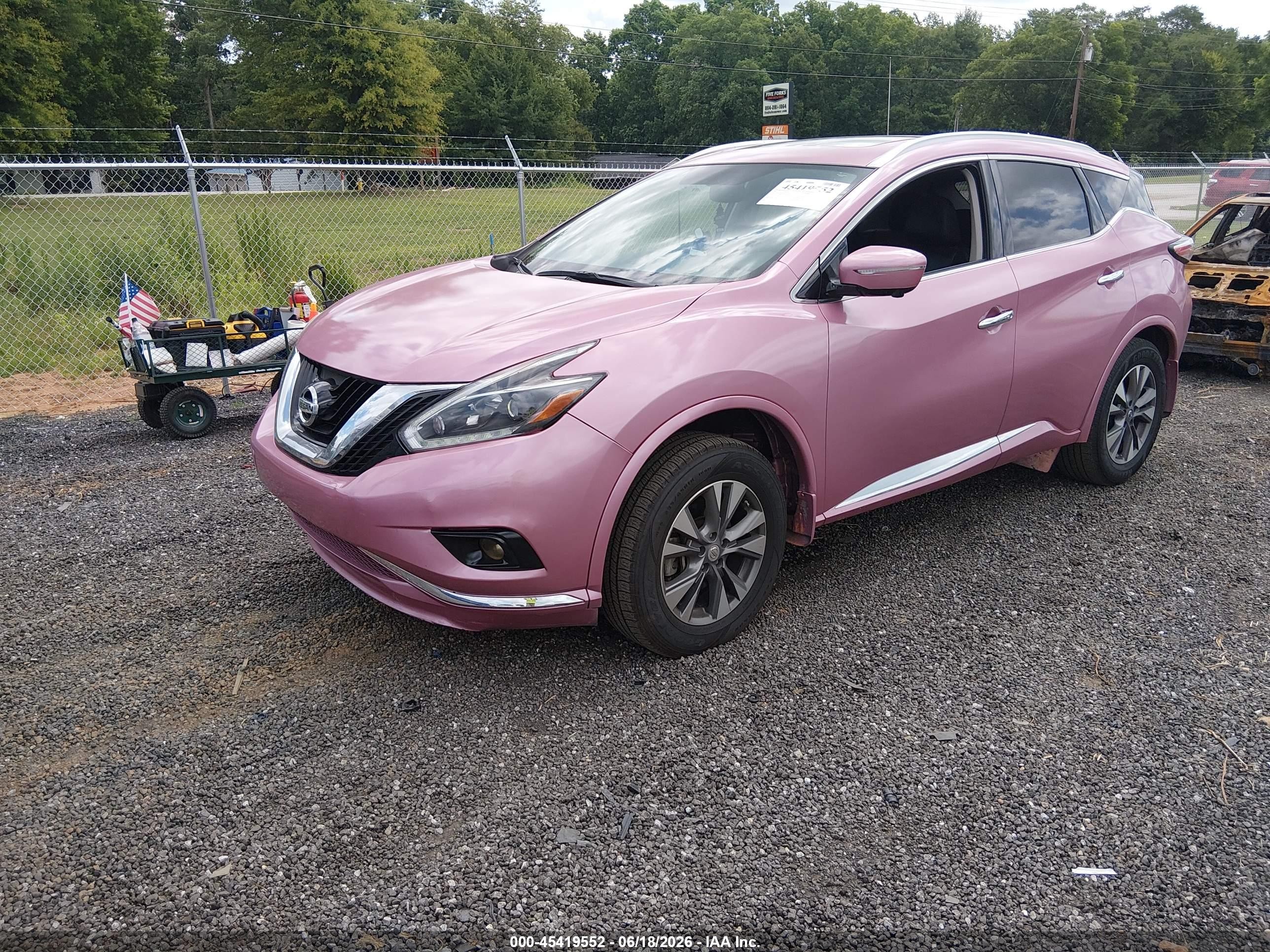 2015 Nissan Murano Sl Pink vin: 5N1AZ2MGXFN201635