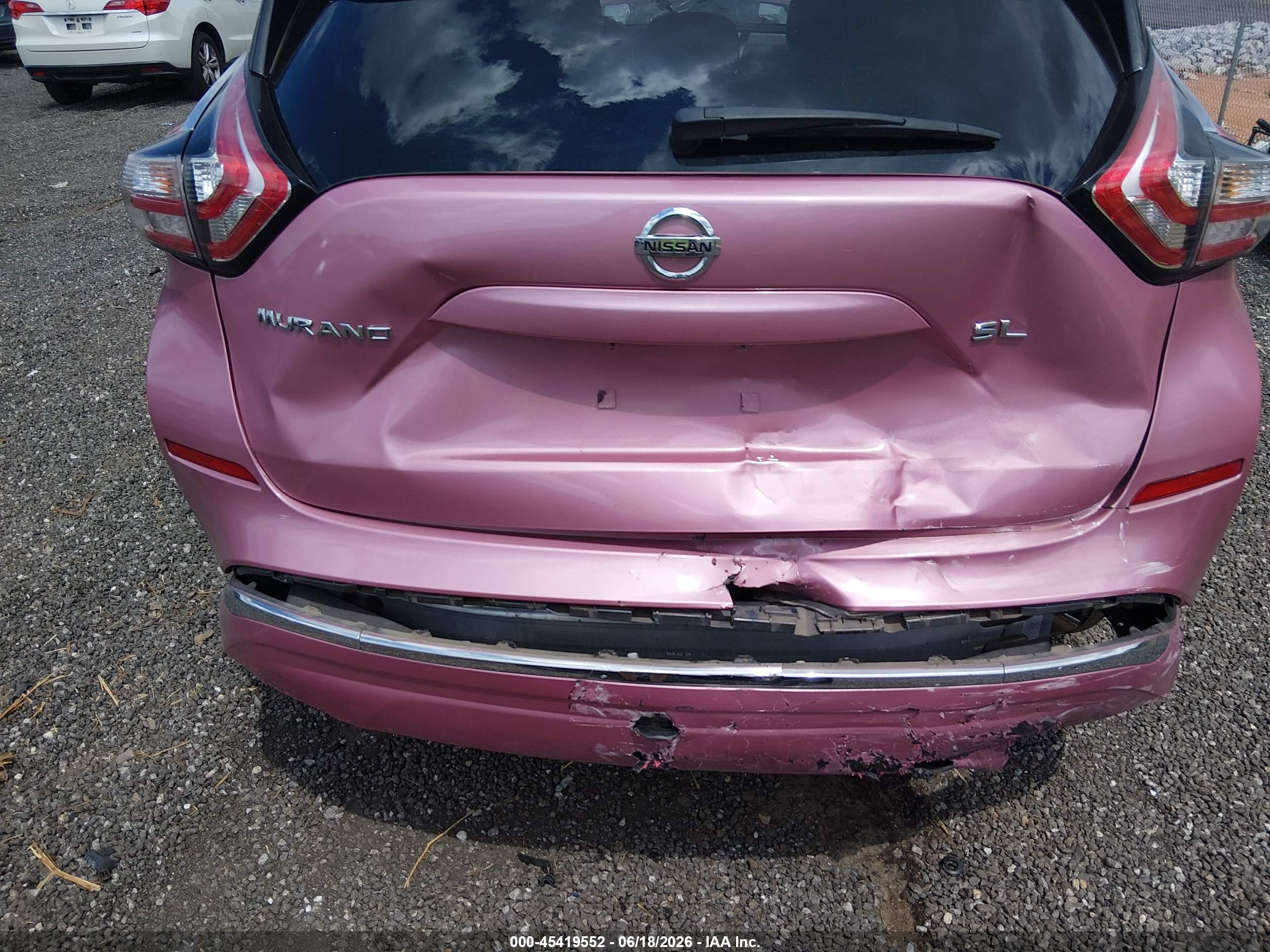 2015 Nissan Murano Sl Pink vin: 5N1AZ2MGXFN201635