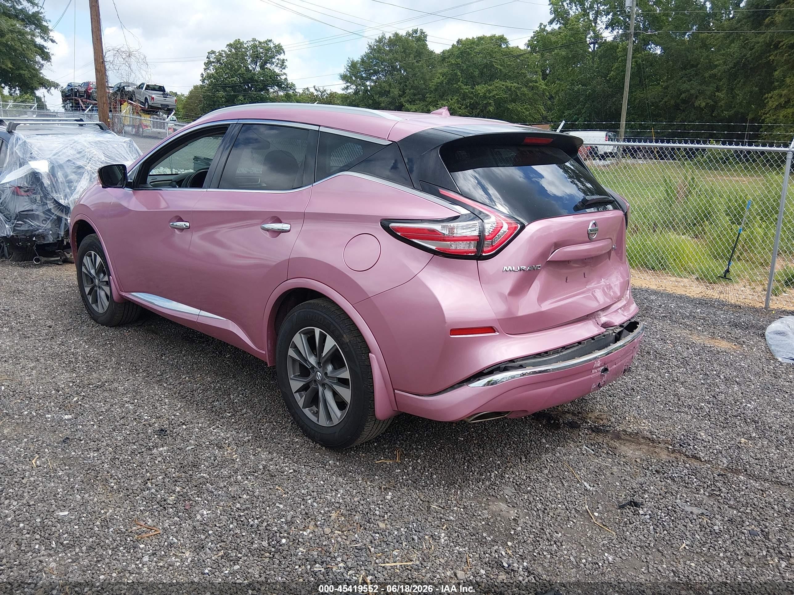 2015 Nissan Murano Sl Pink vin: 5N1AZ2MGXFN201635