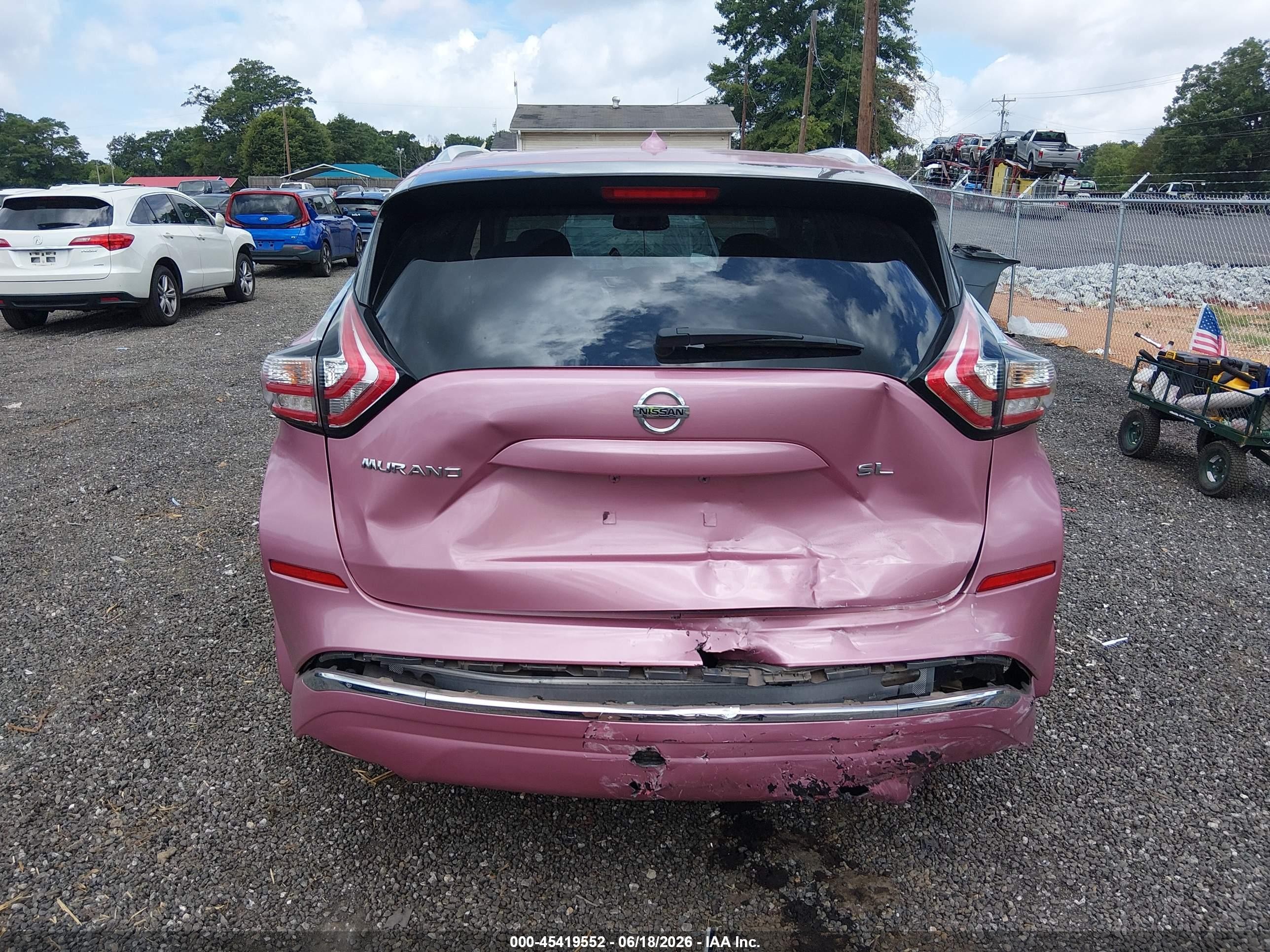 2015 Nissan Murano Sl Pink vin: 5N1AZ2MGXFN201635
