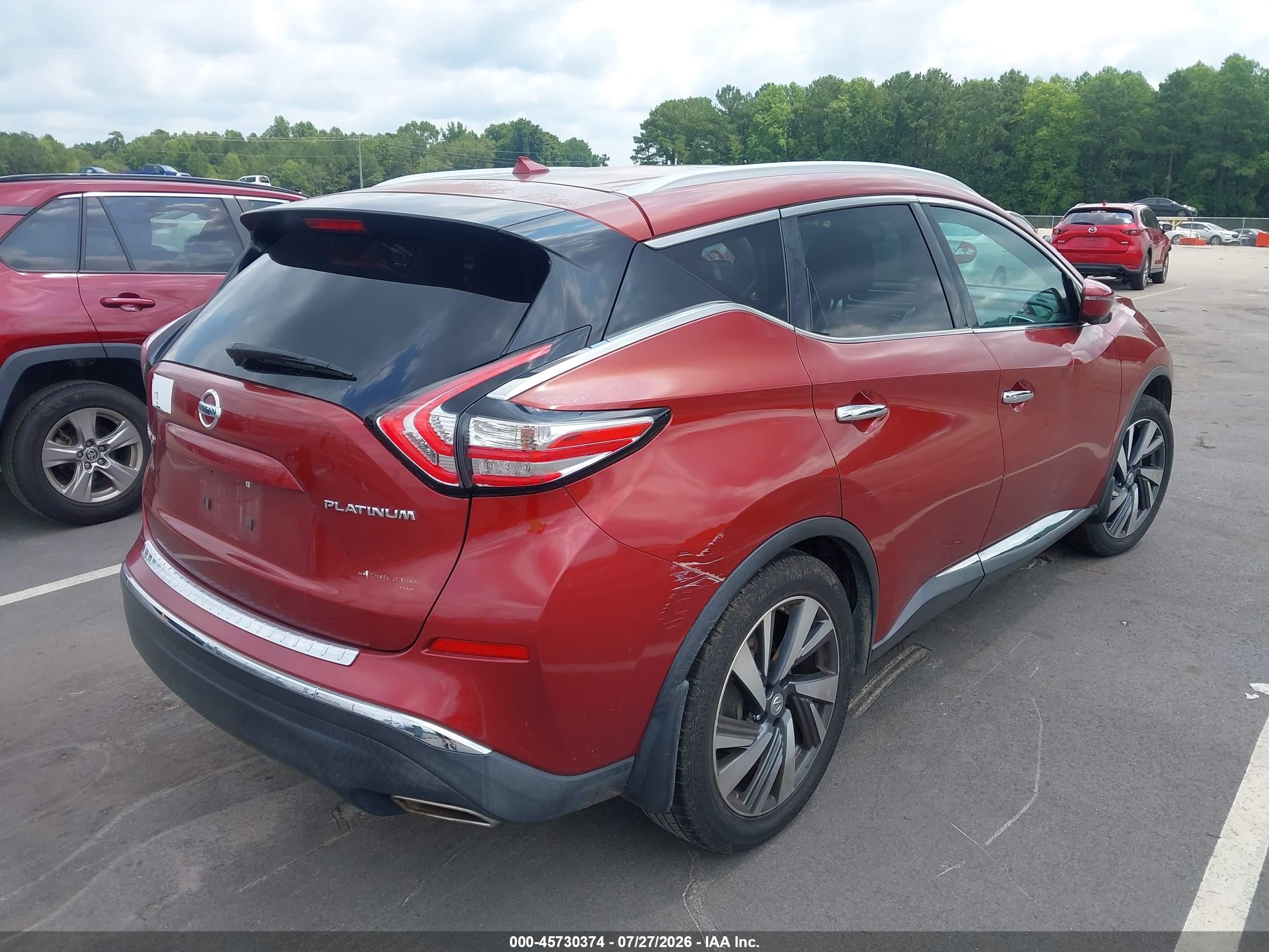 2015 Nissan Murano Platinum Red vin: 5N1AZ2MGXFN208536
