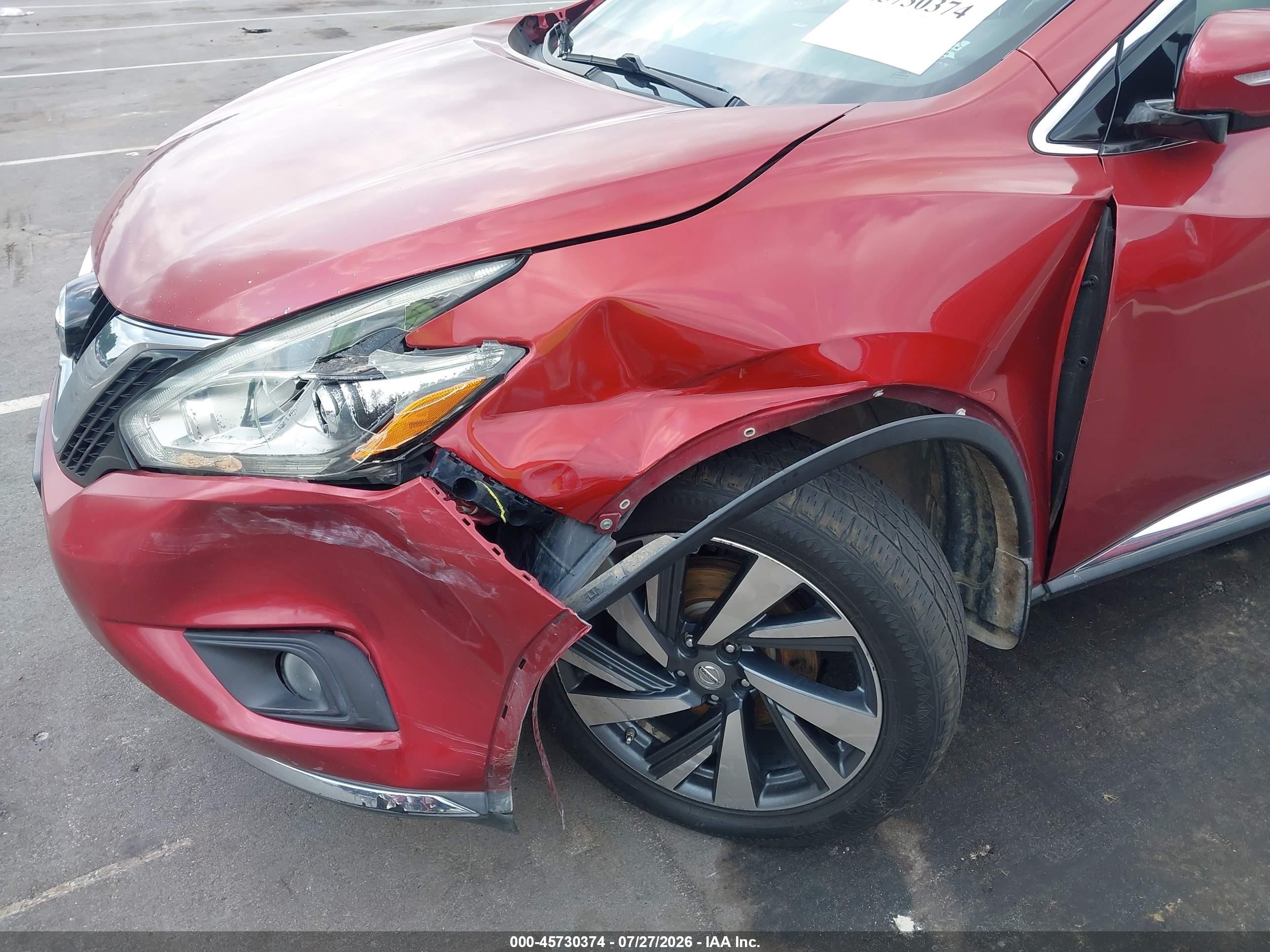 2015 Nissan Murano Platinum Red vin: 5N1AZ2MGXFN208536