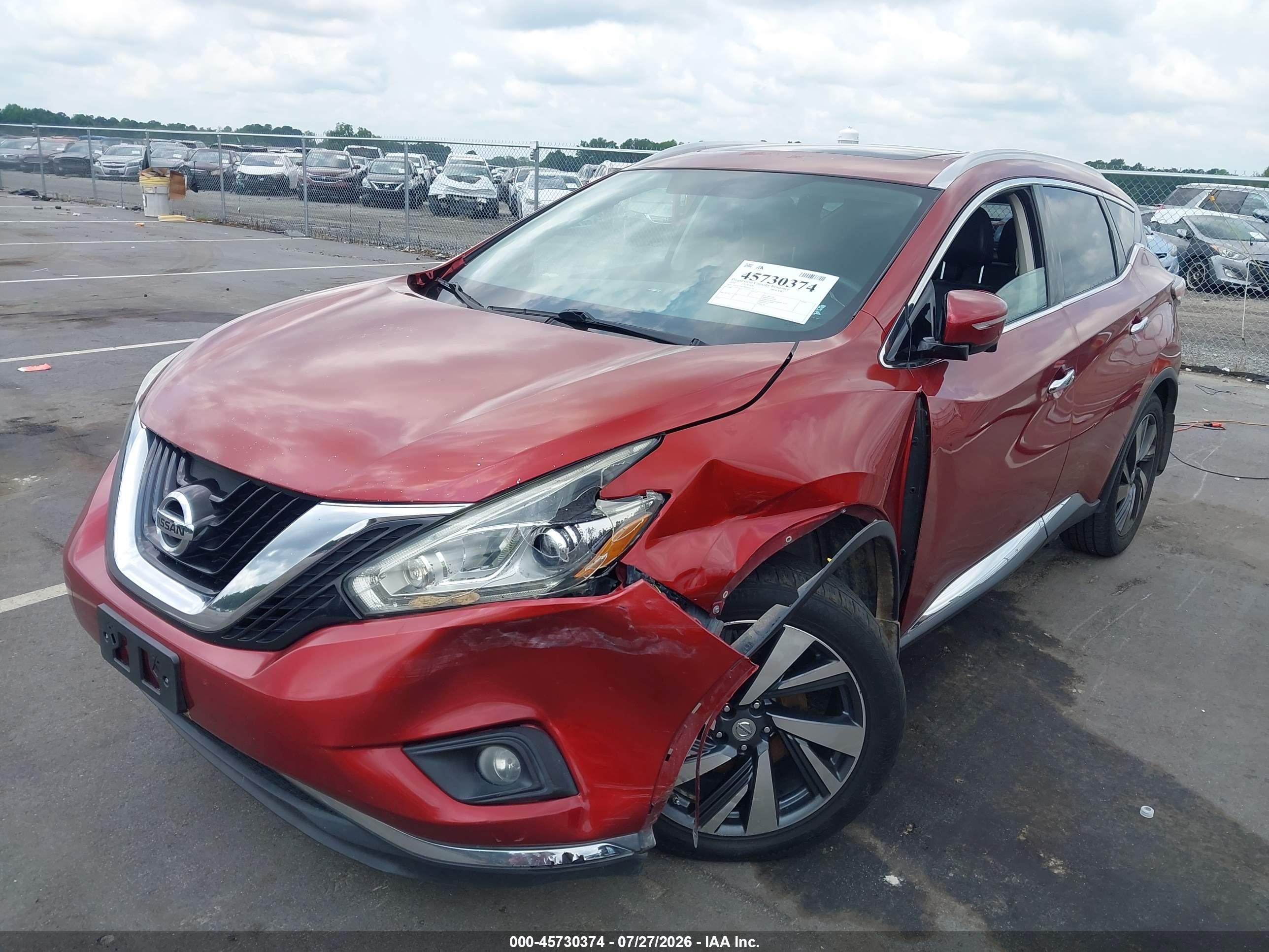 2015 Nissan Murano Platinum Red vin: 5N1AZ2MGXFN208536