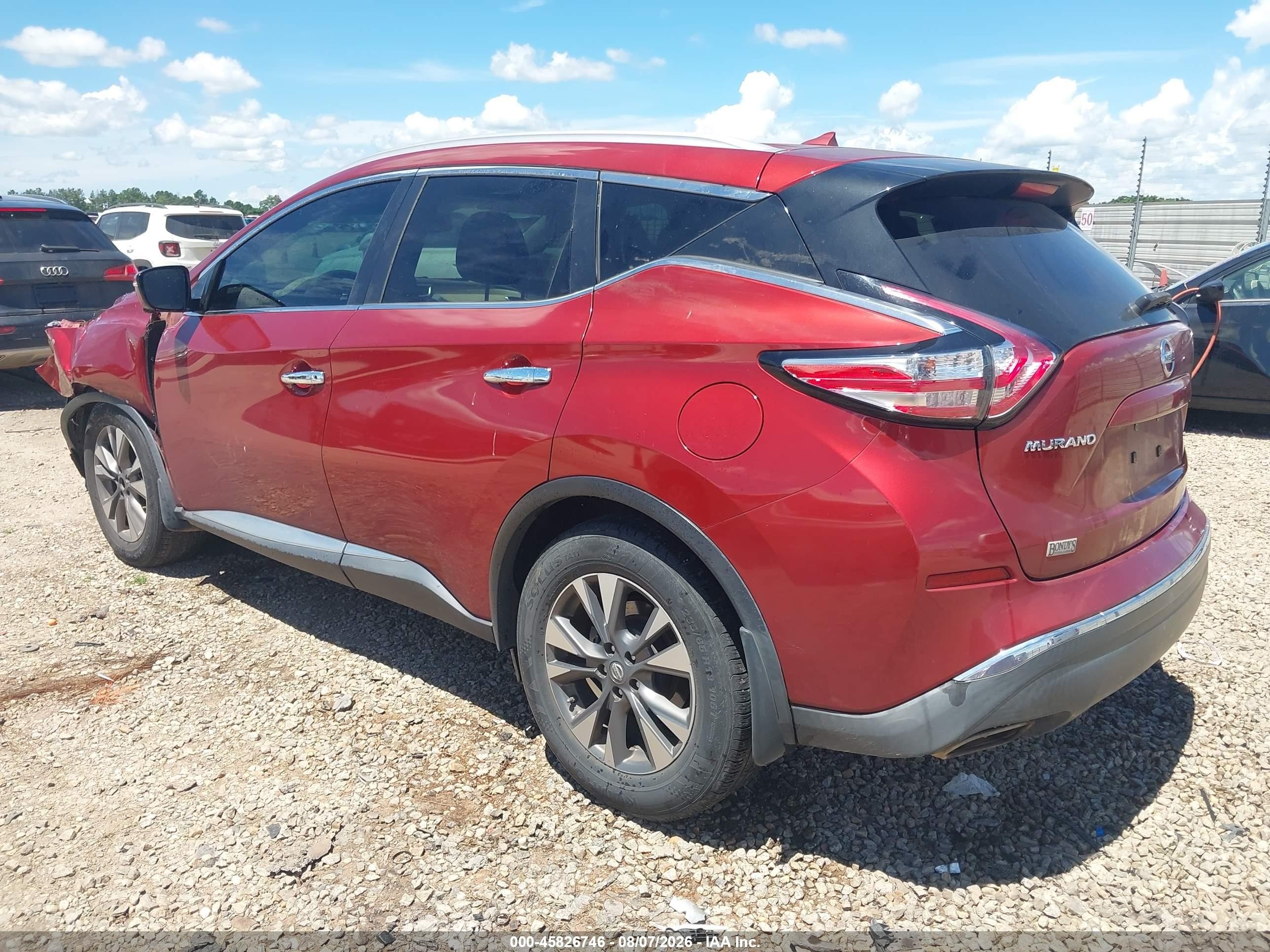 2015 Nissan Murano Sl Бордовый vin: 5N1AZ2MGXFN228916