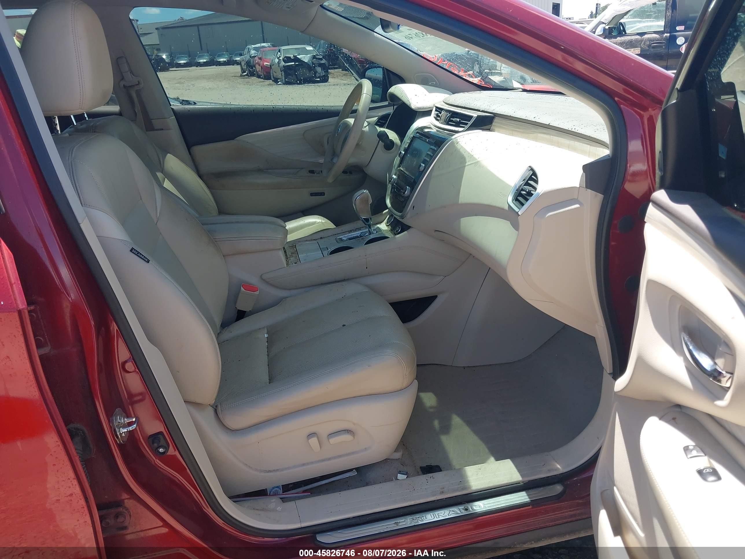 2015 Nissan Murano Sl Бордовый vin: 5N1AZ2MGXFN228916