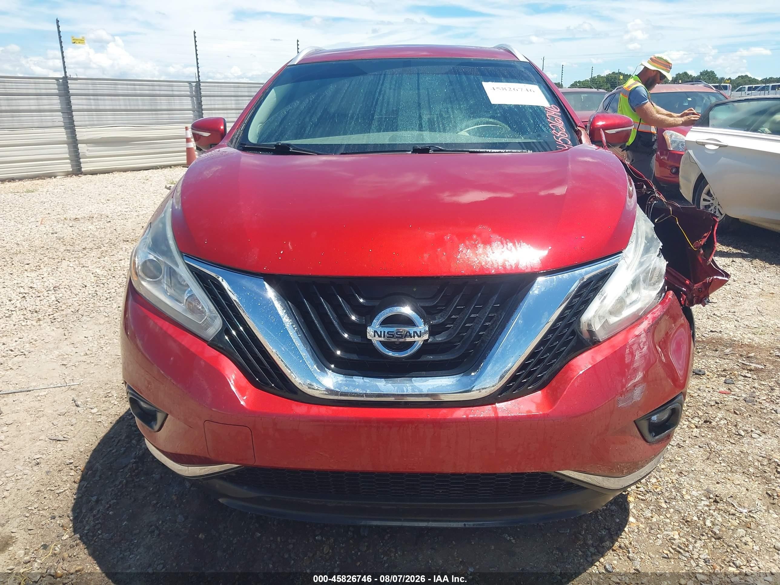 2015 Nissan Murano Sl Бордовый vin: 5N1AZ2MGXFN228916
