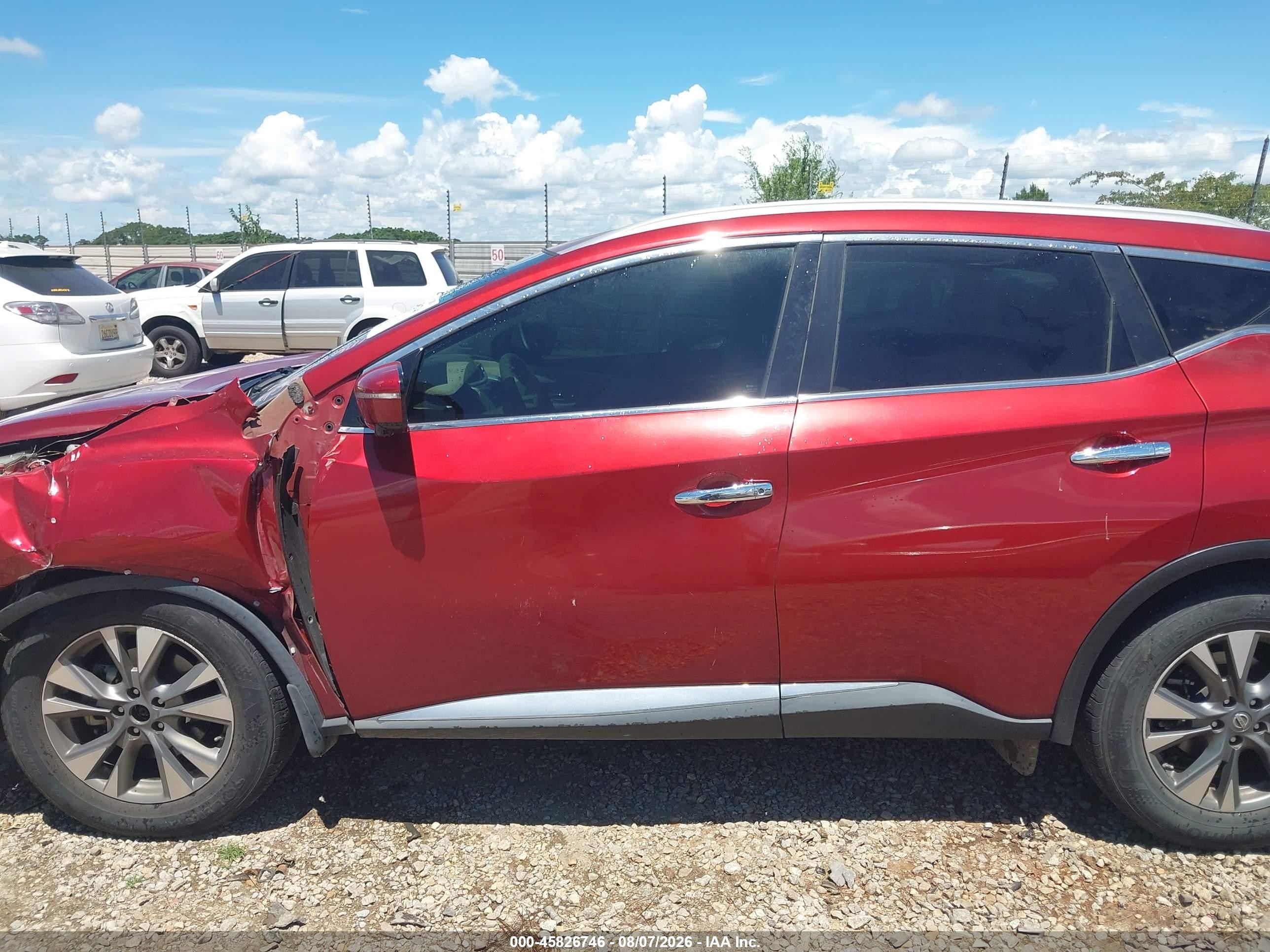 2015 Nissan Murano Sl Бордовый vin: 5N1AZ2MGXFN228916