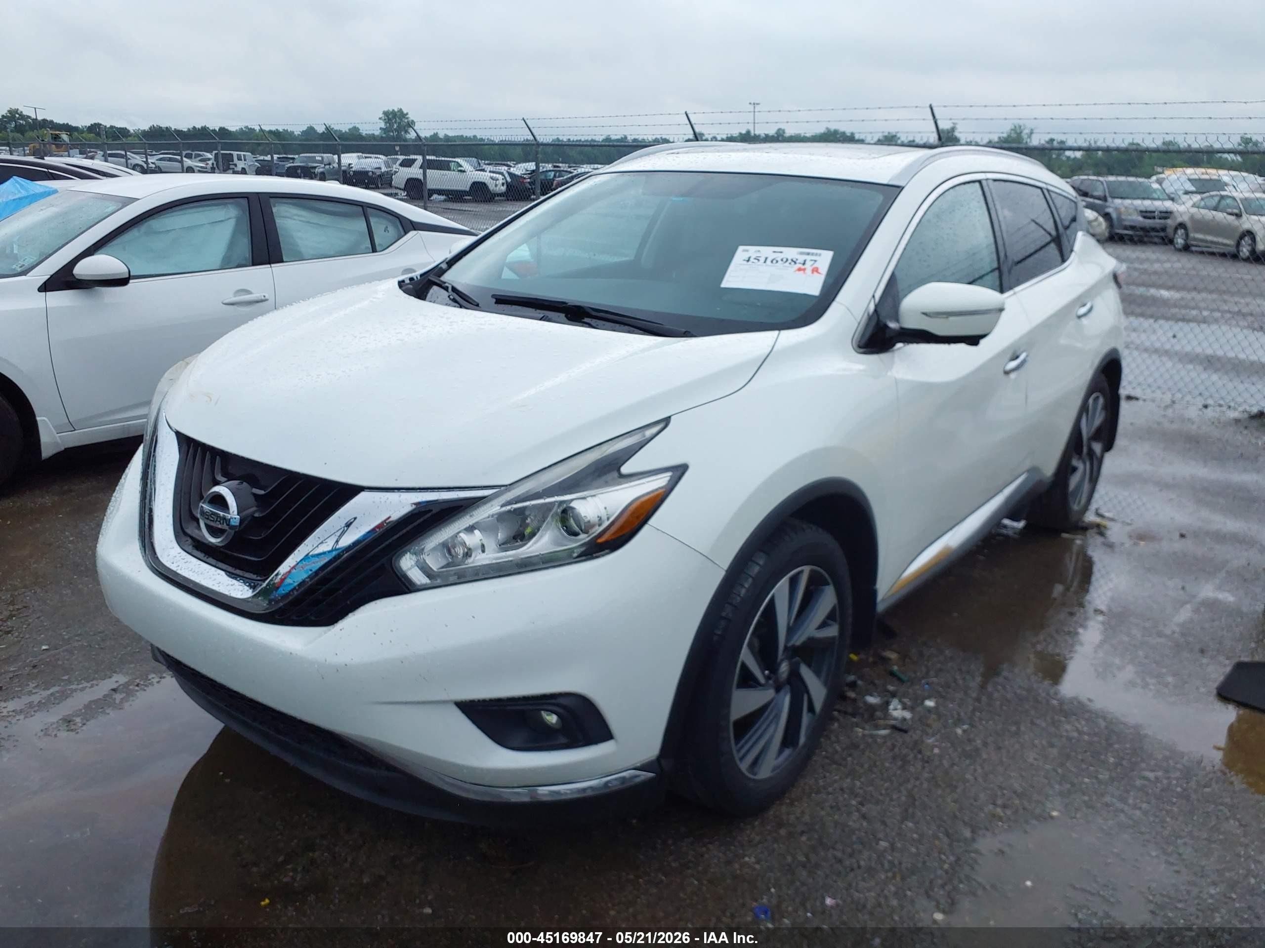 2015 Nissan Murano Platinum White vin: 5N1AZ2MGXFN250091