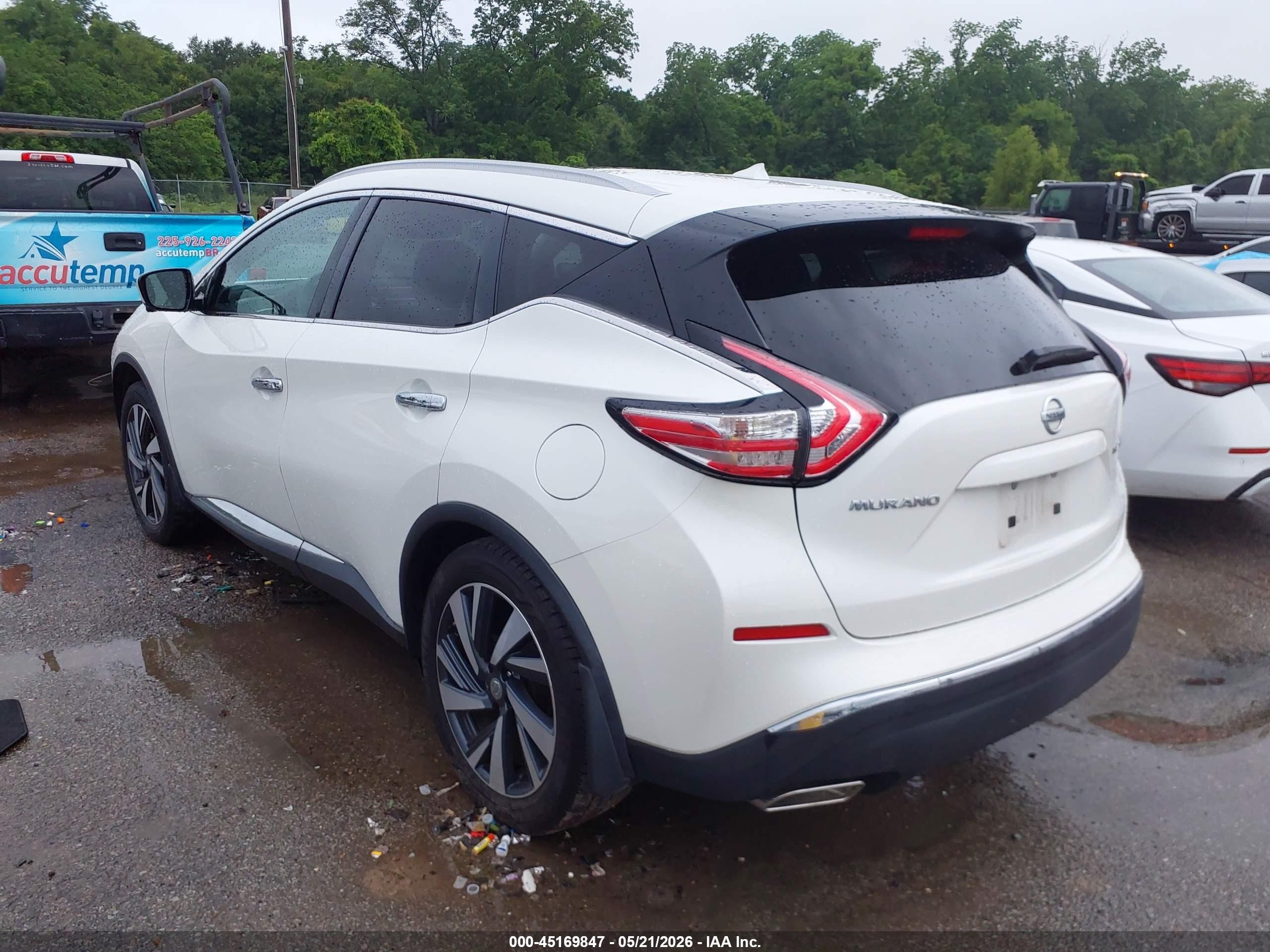 2015 Nissan Murano Platinum White vin: 5N1AZ2MGXFN250091