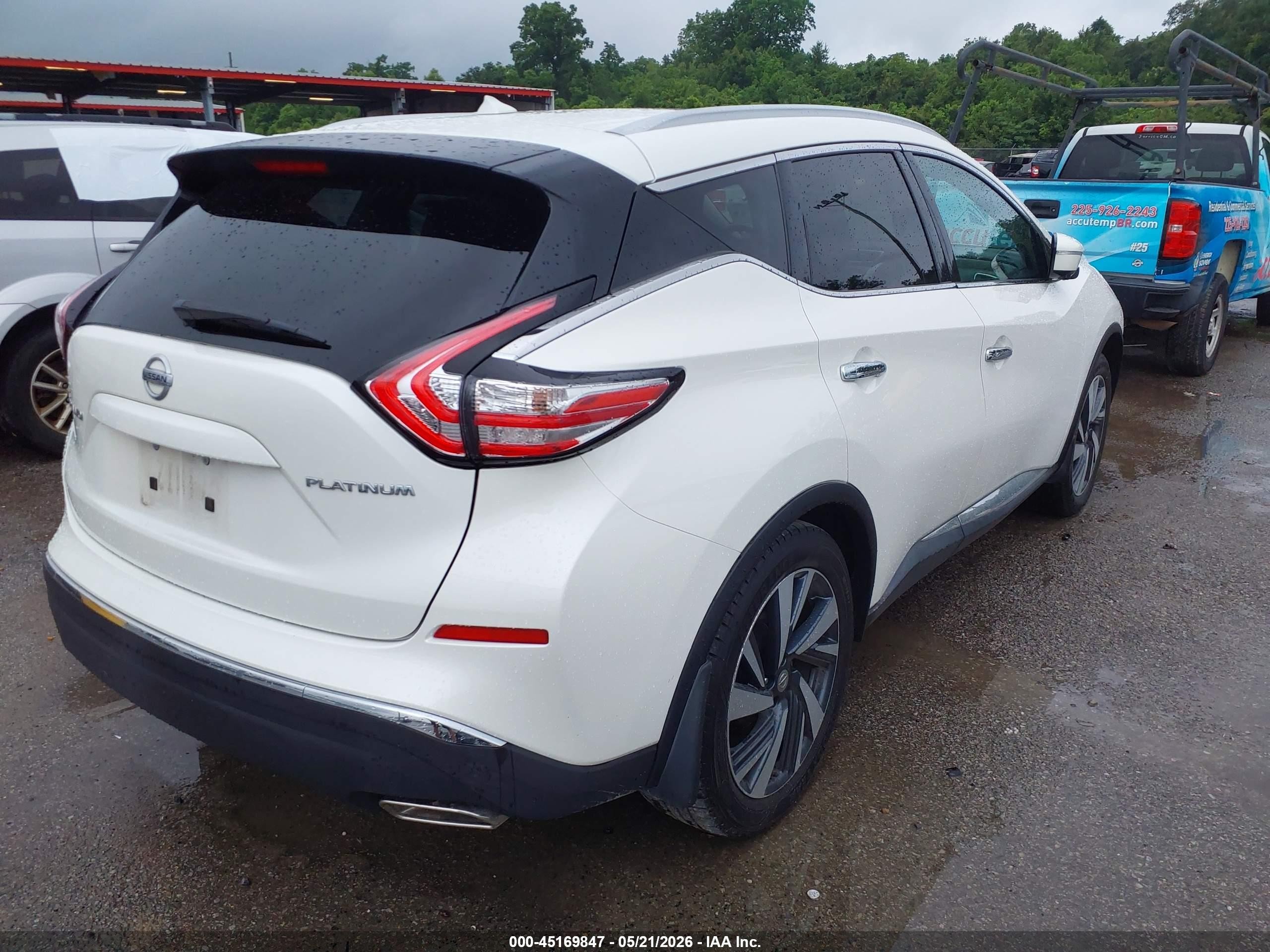 2015 Nissan Murano Platinum White vin: 5N1AZ2MGXFN250091