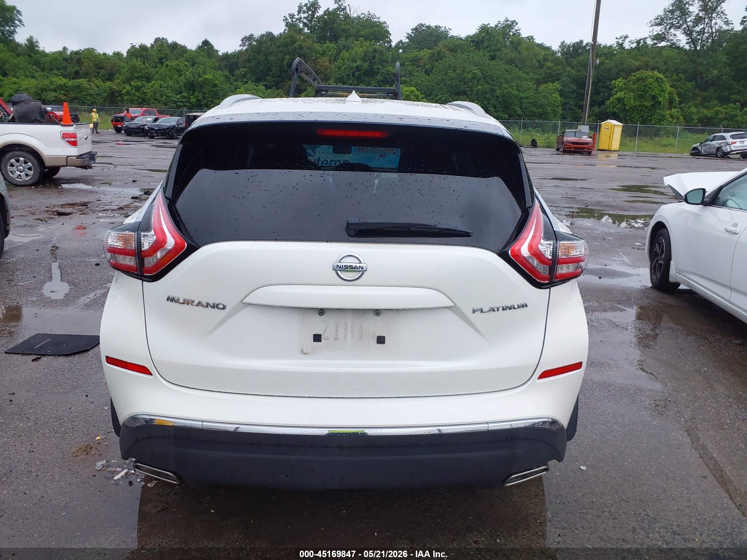 2015 Nissan Murano Platinum White vin: 5N1AZ2MGXFN250091