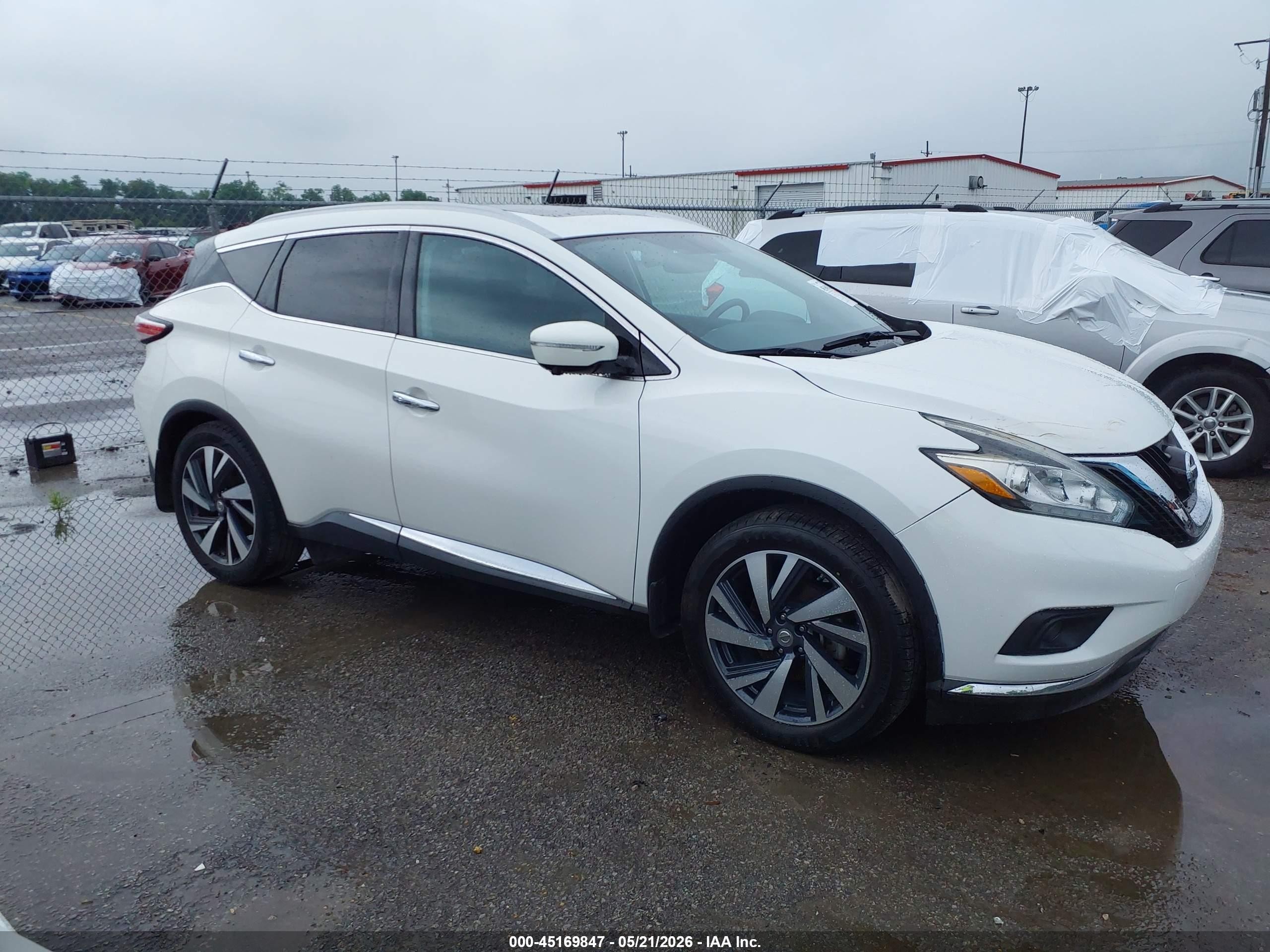 2015 Nissan Murano Platinum White vin: 5N1AZ2MGXFN250091