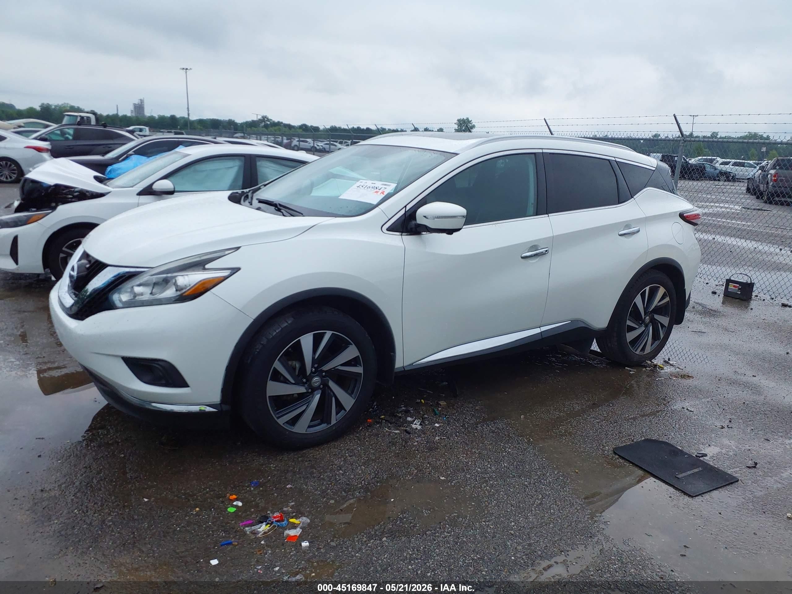 2015 Nissan Murano Platinum White vin: 5N1AZ2MGXFN250091