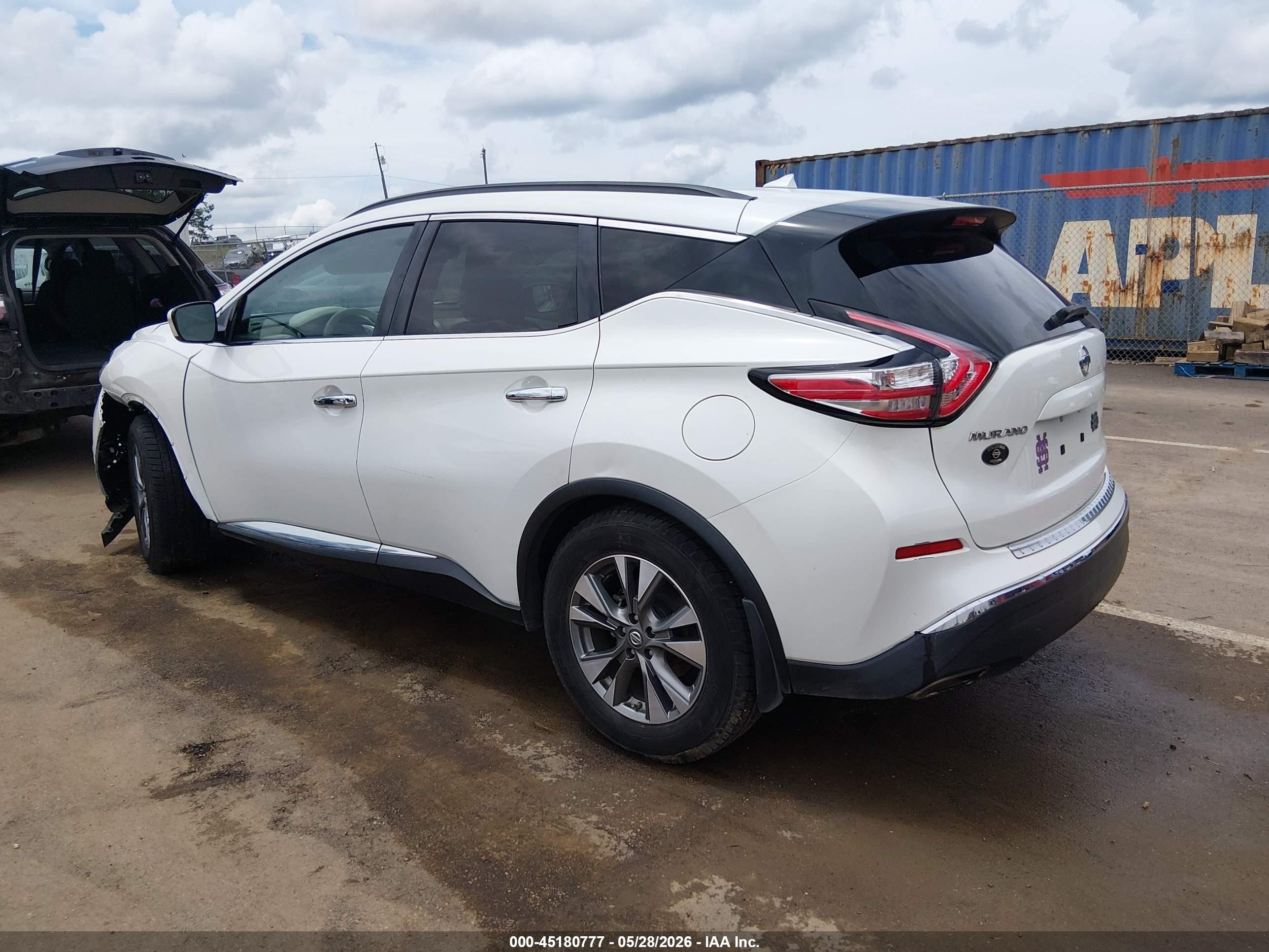 2015 Nissan Murano Sv Белый vin: 5N1AZ2MGXFN250494