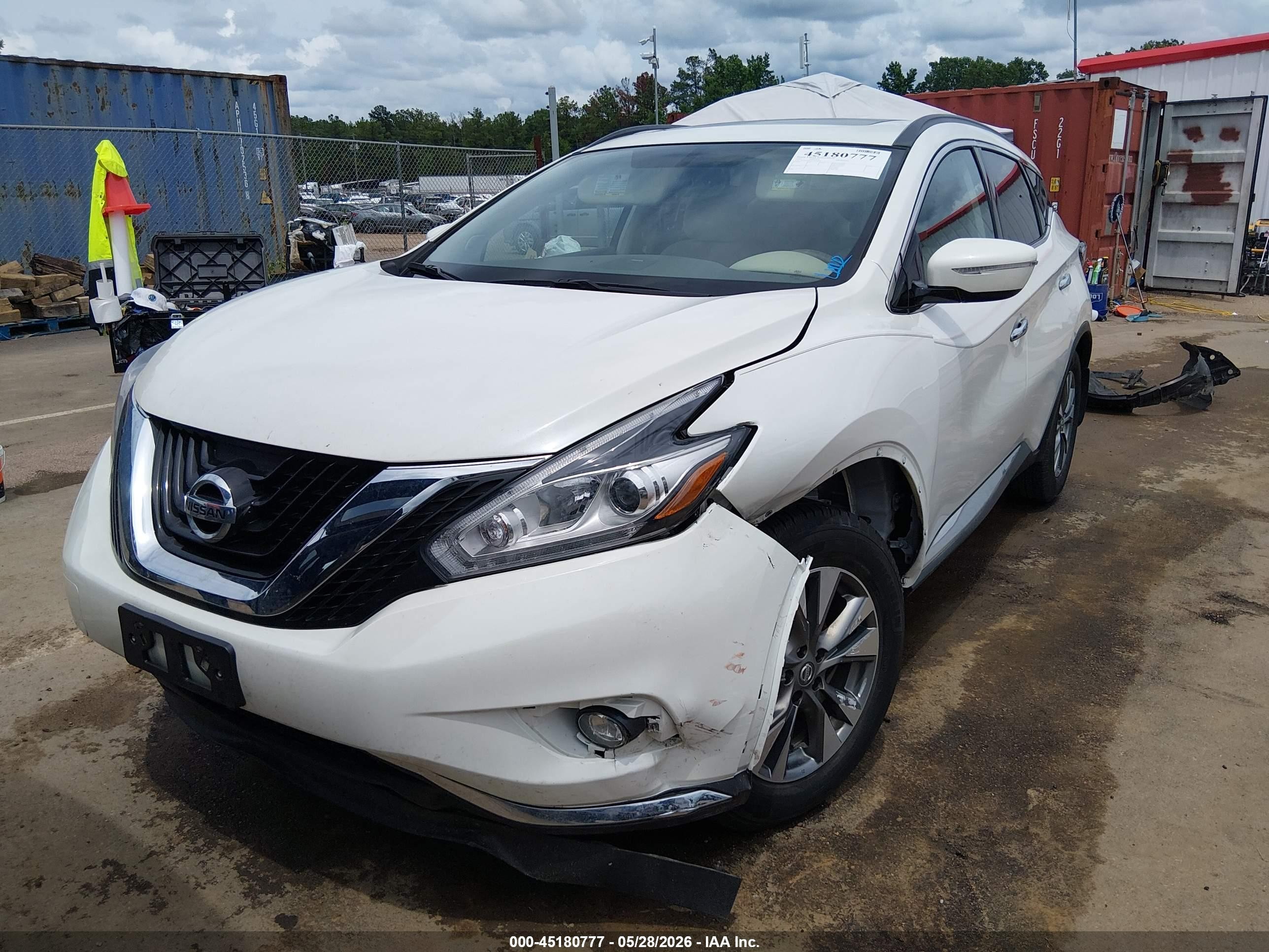 2015 Nissan Murano Sv Белый vin: 5N1AZ2MGXFN250494