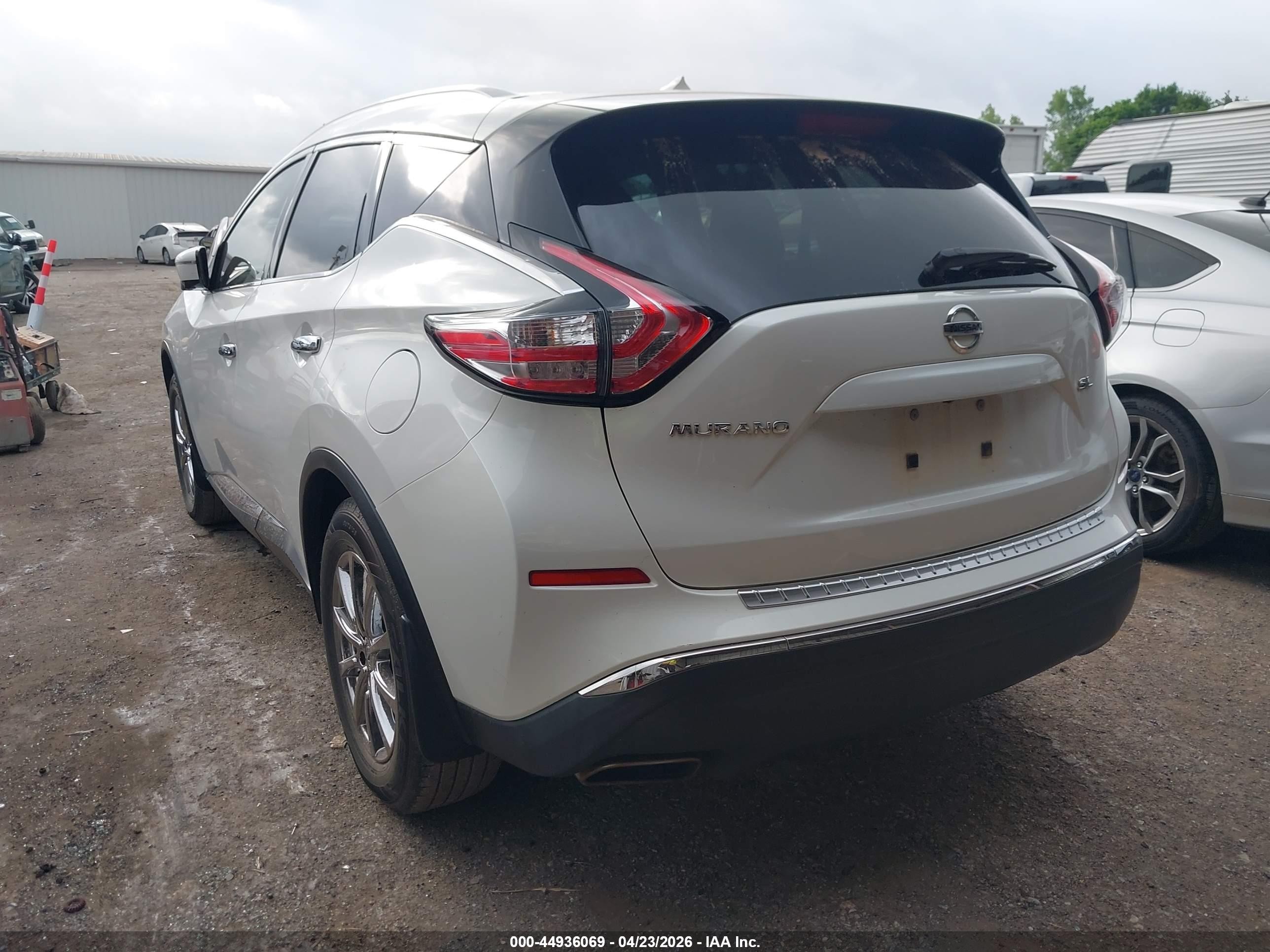 2015 Nissan Murano Sl White vin: 5N1AZ2MGXFN290459