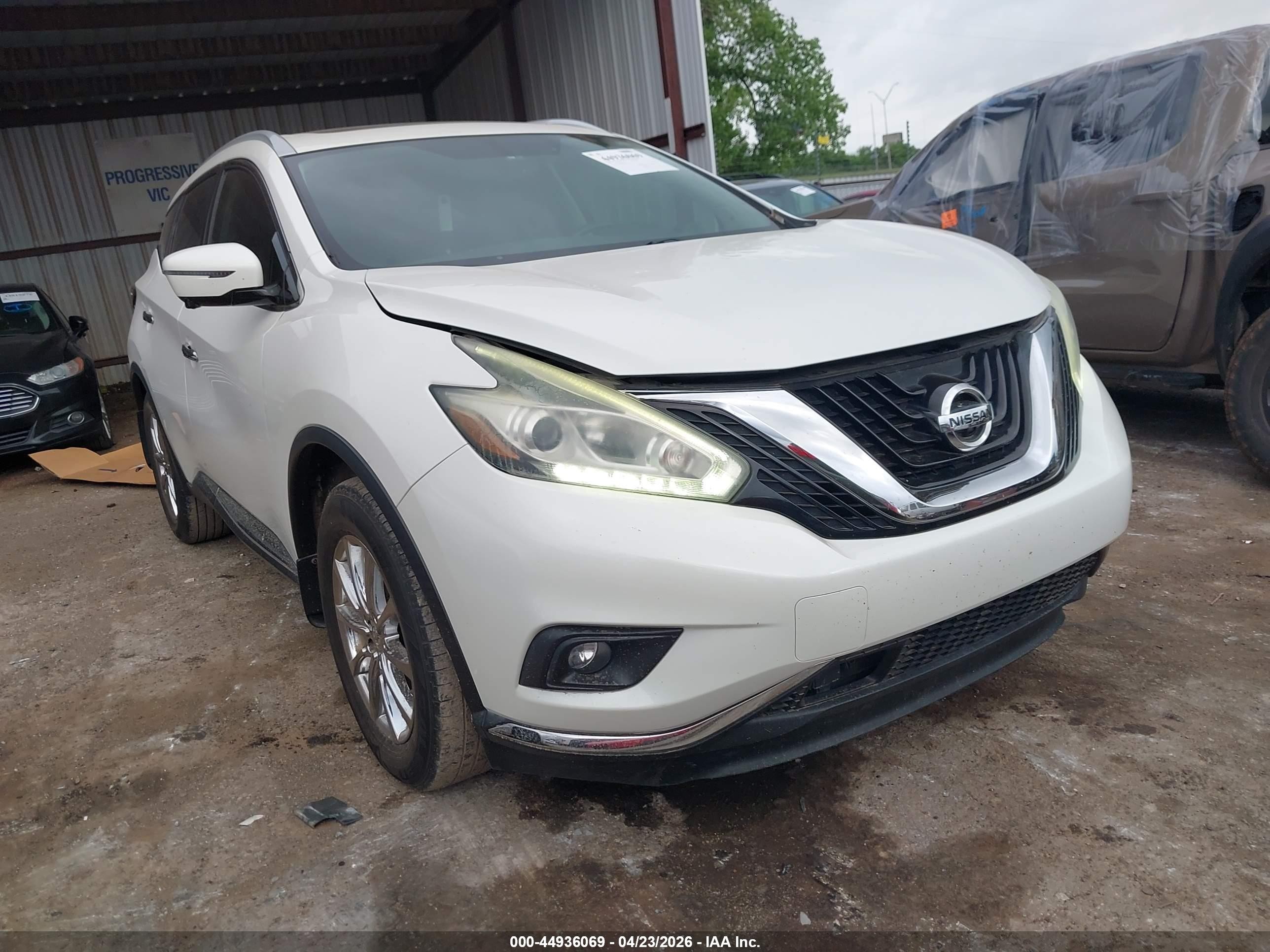 2015 Nissan Murano Sl White vin: 5N1AZ2MGXFN290459