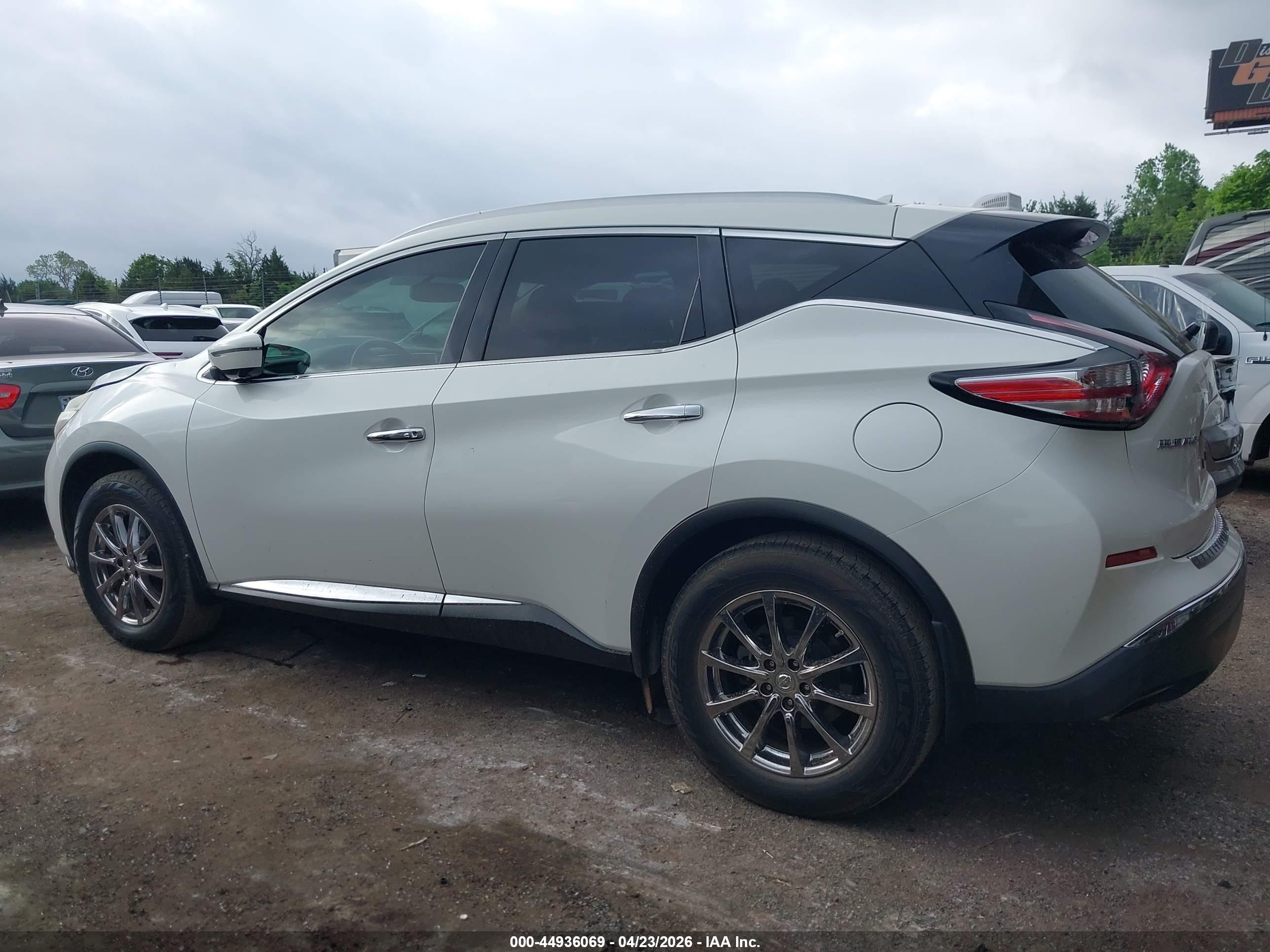 2015 Nissan Murano Sl White vin: 5N1AZ2MGXFN290459