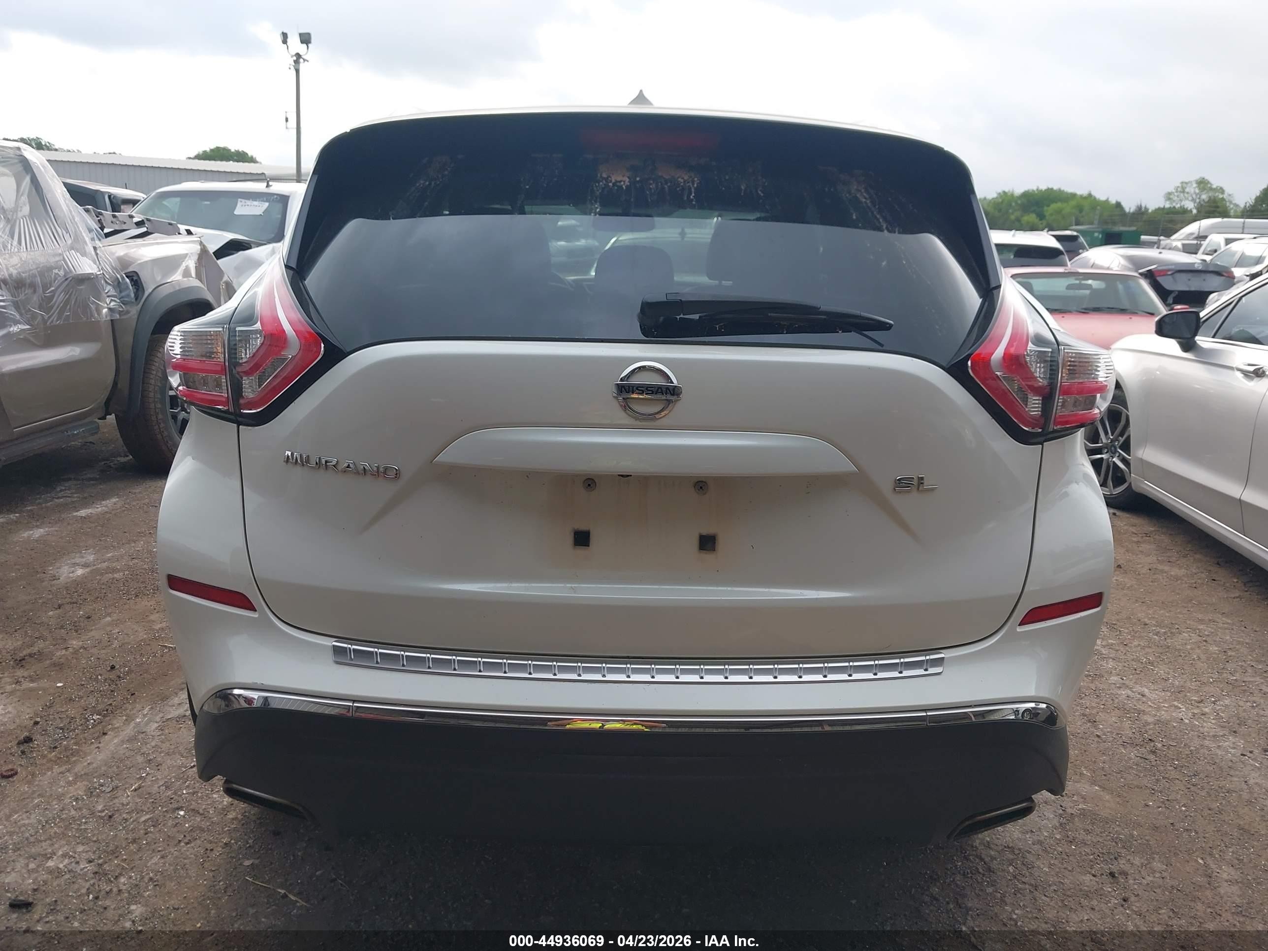 2015 Nissan Murano Sl White vin: 5N1AZ2MGXFN290459