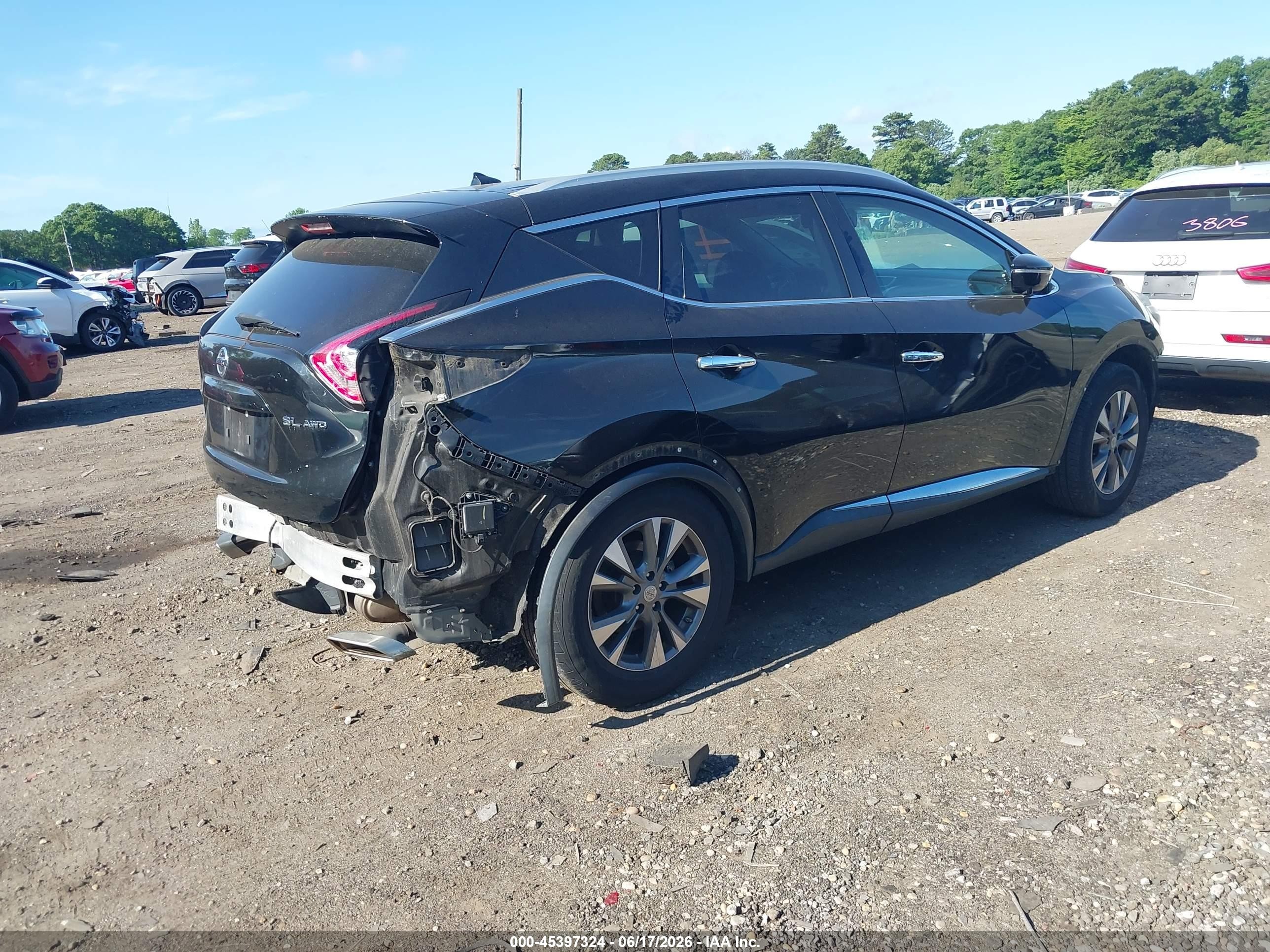 2015 Nissan Murano Sl Black vin: 5N1AZ2MH0FN207615