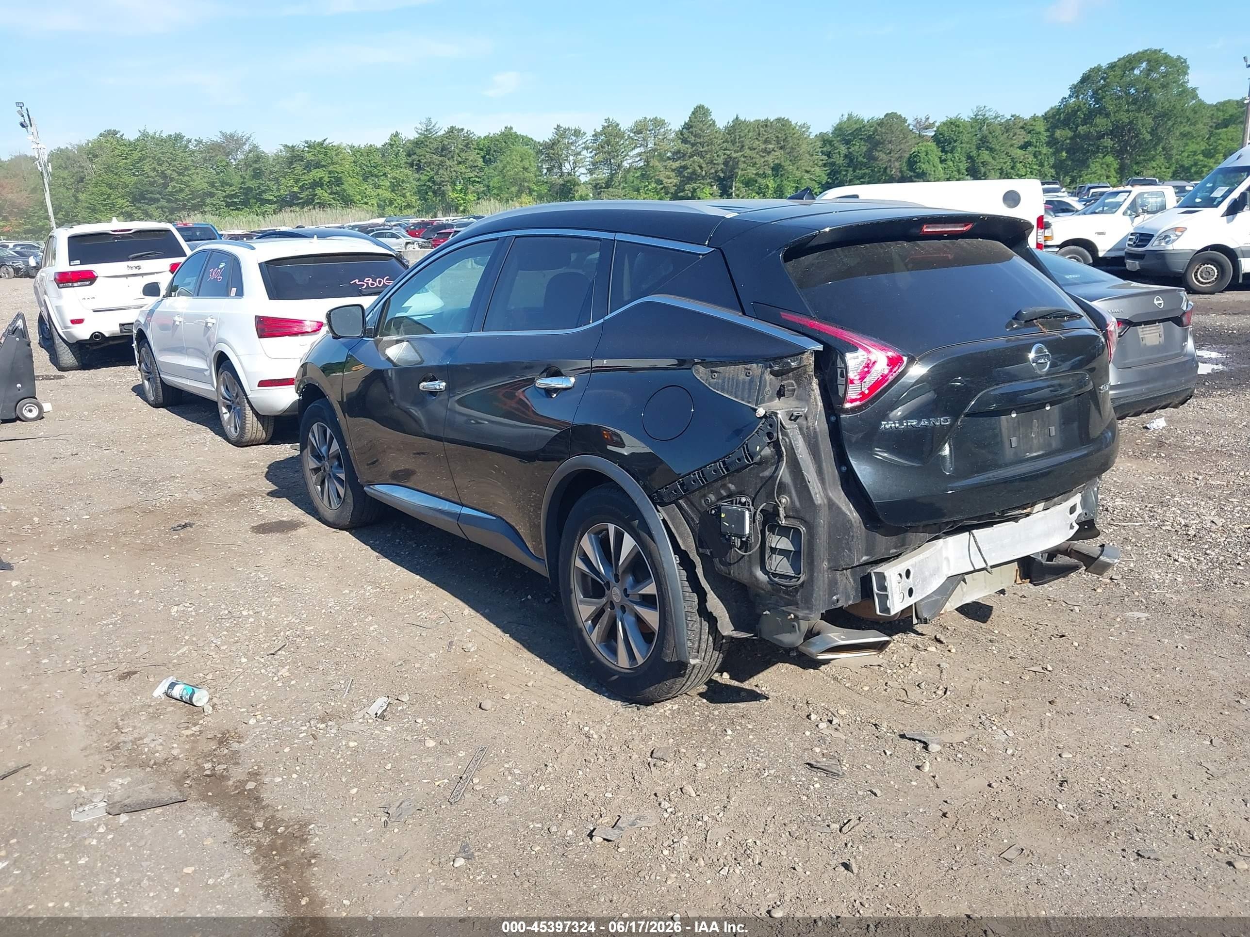2015 Nissan Murano Sl Black vin: 5N1AZ2MH0FN207615