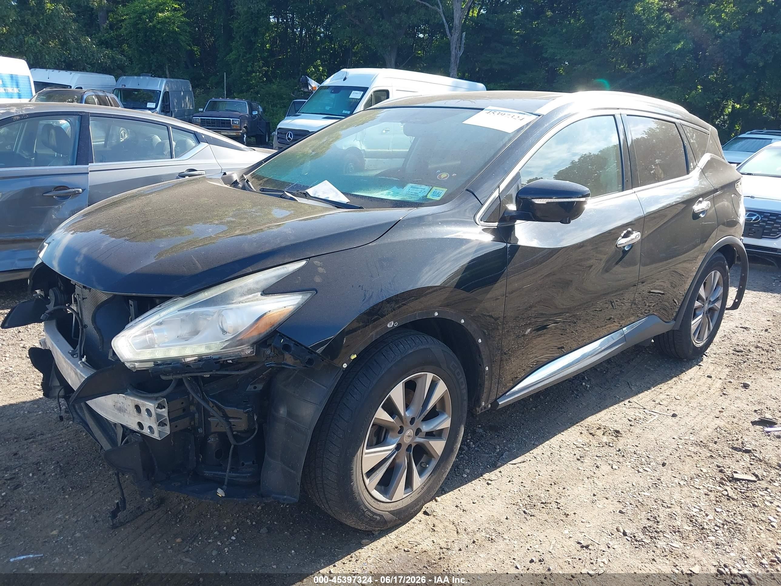 2015 Nissan Murano Sl Black vin: 5N1AZ2MH0FN207615