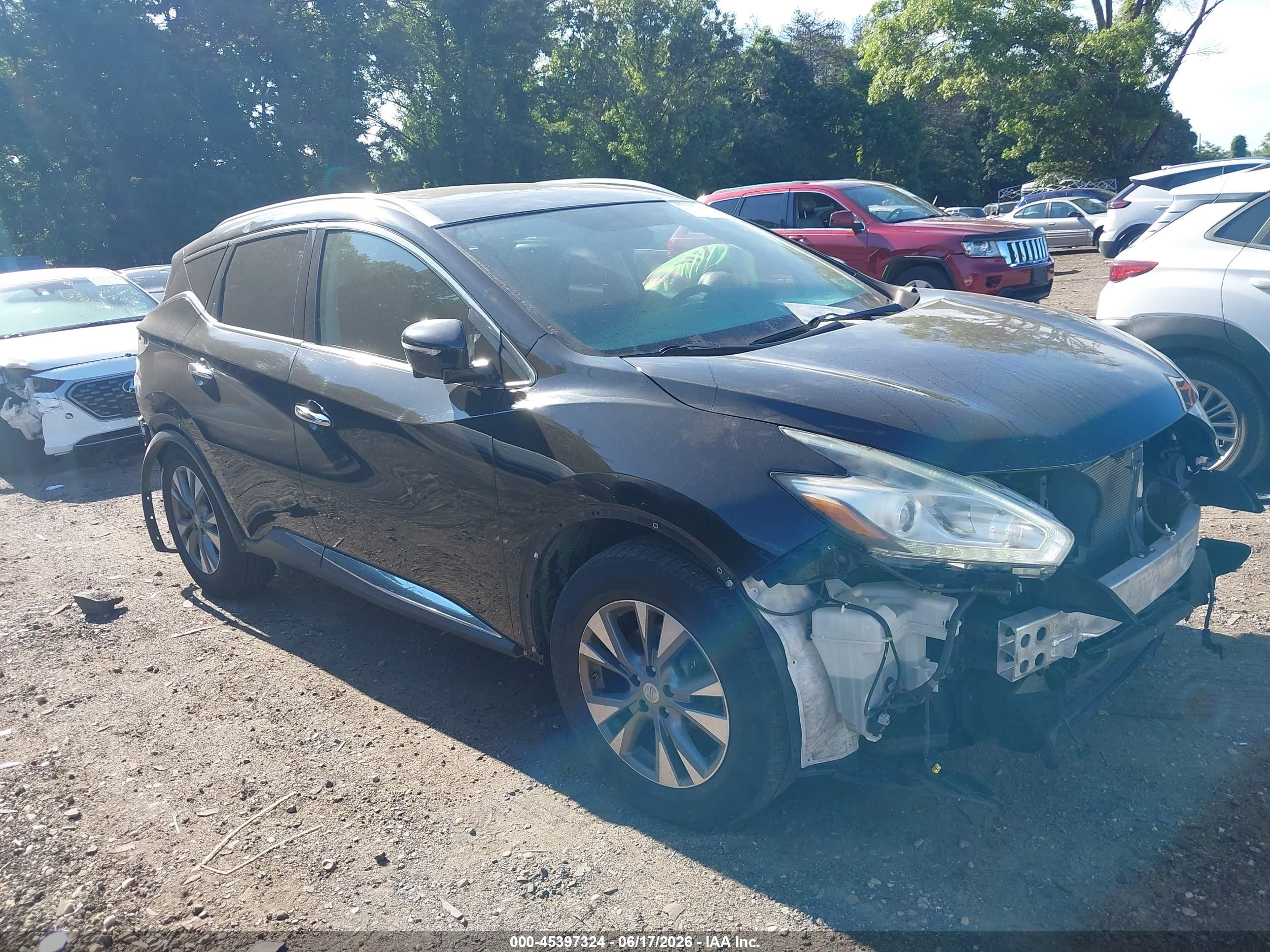2015 Nissan Murano Sl Black vin: 5N1AZ2MH0FN207615