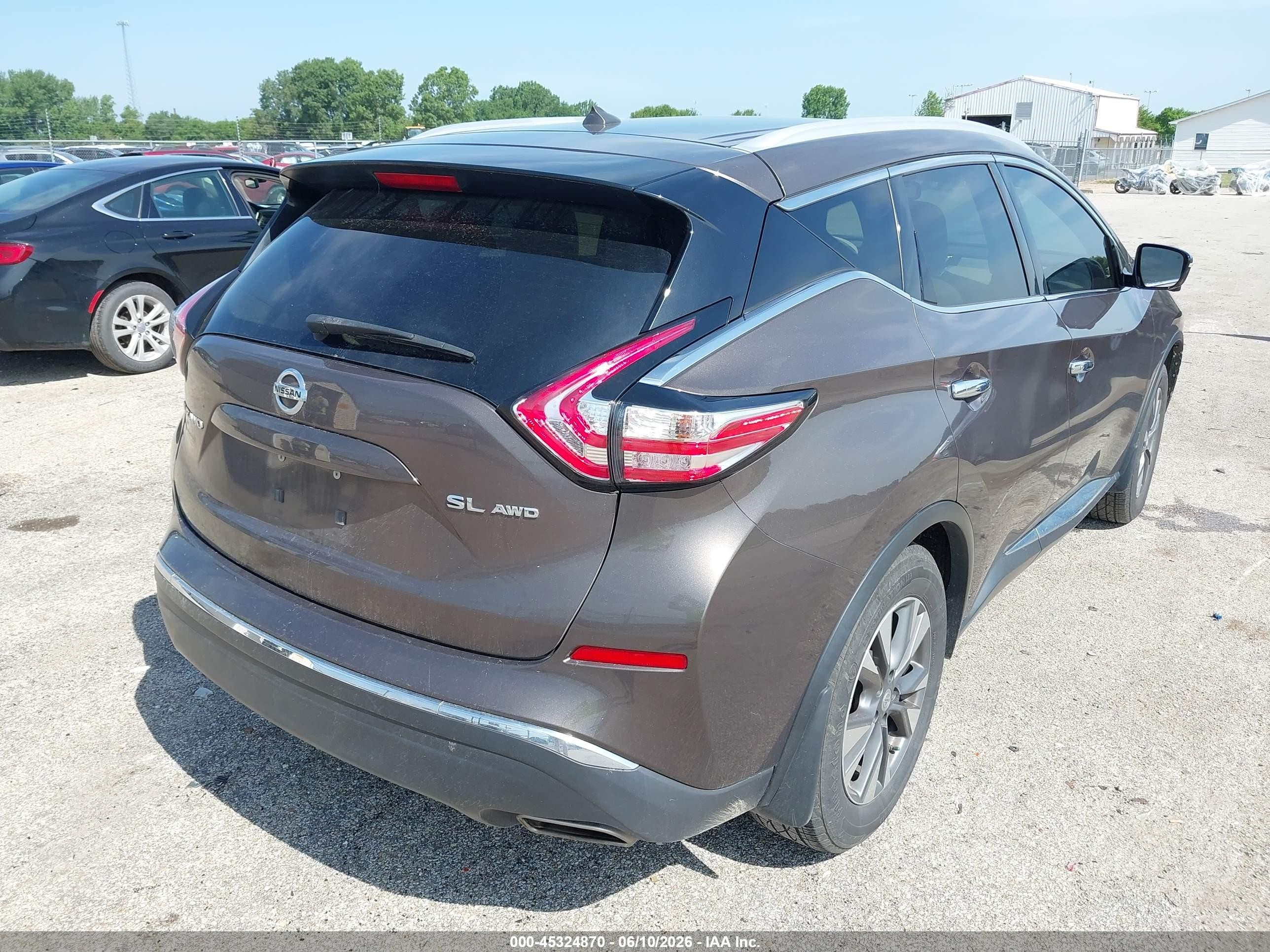 2015 Nissan Murano Sl Коричневый vin: 5N1AZ2MH0FN218307