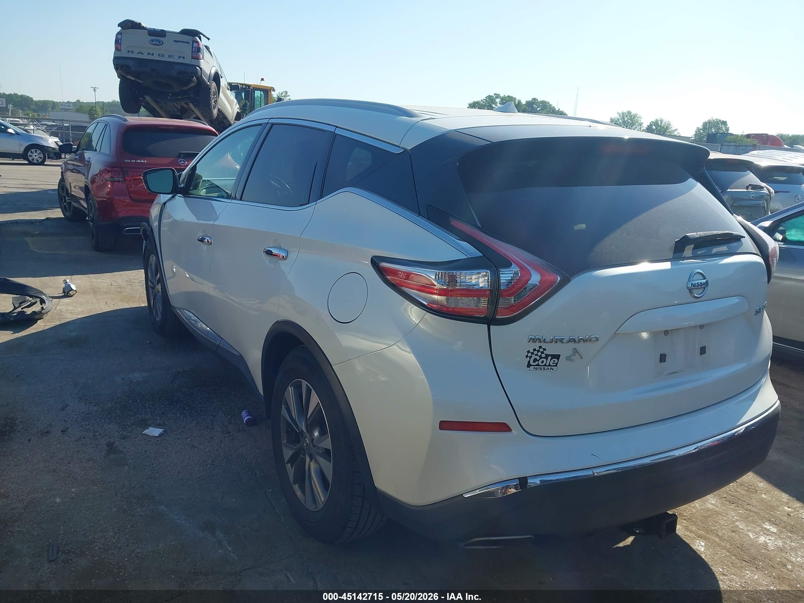 2015 Nissan Murano Sl White vin: 5N1AZ2MH0FN250710
