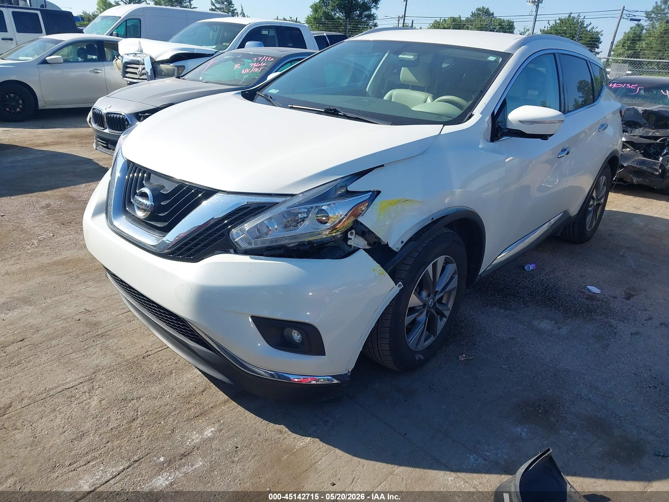 2015 Nissan Murano Sl White vin: 5N1AZ2MH0FN250710