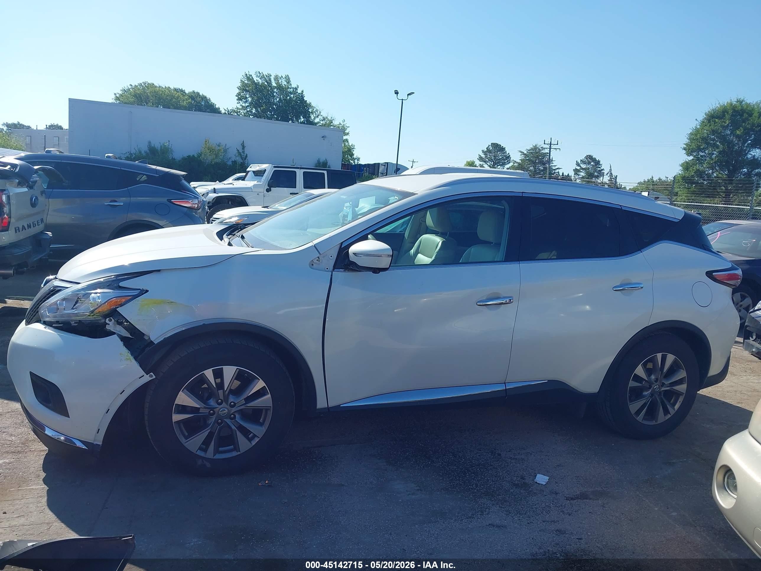 2015 Nissan Murano Sl White vin: 5N1AZ2MH0FN250710
