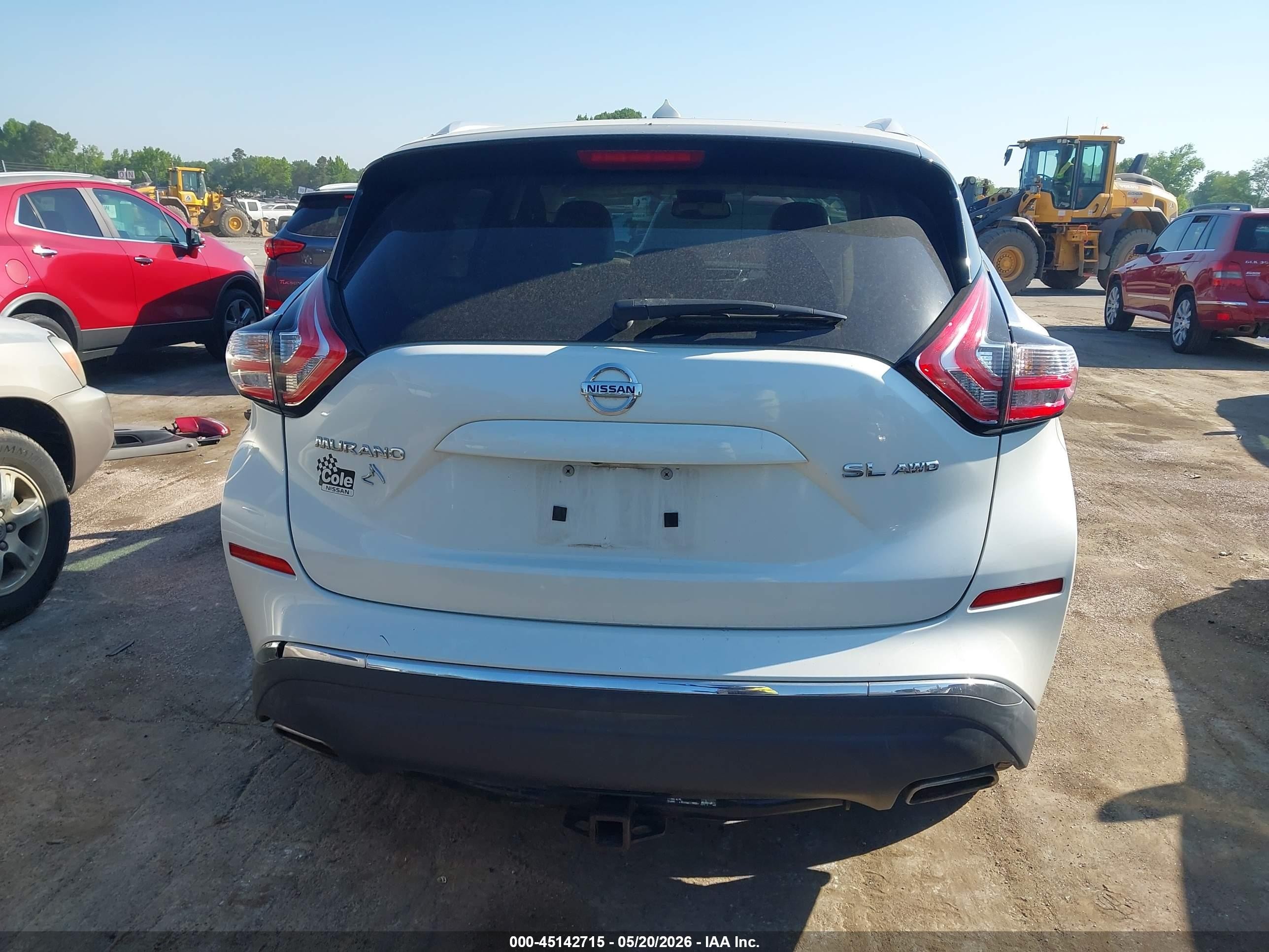 2015 Nissan Murano Sl White vin: 5N1AZ2MH0FN250710