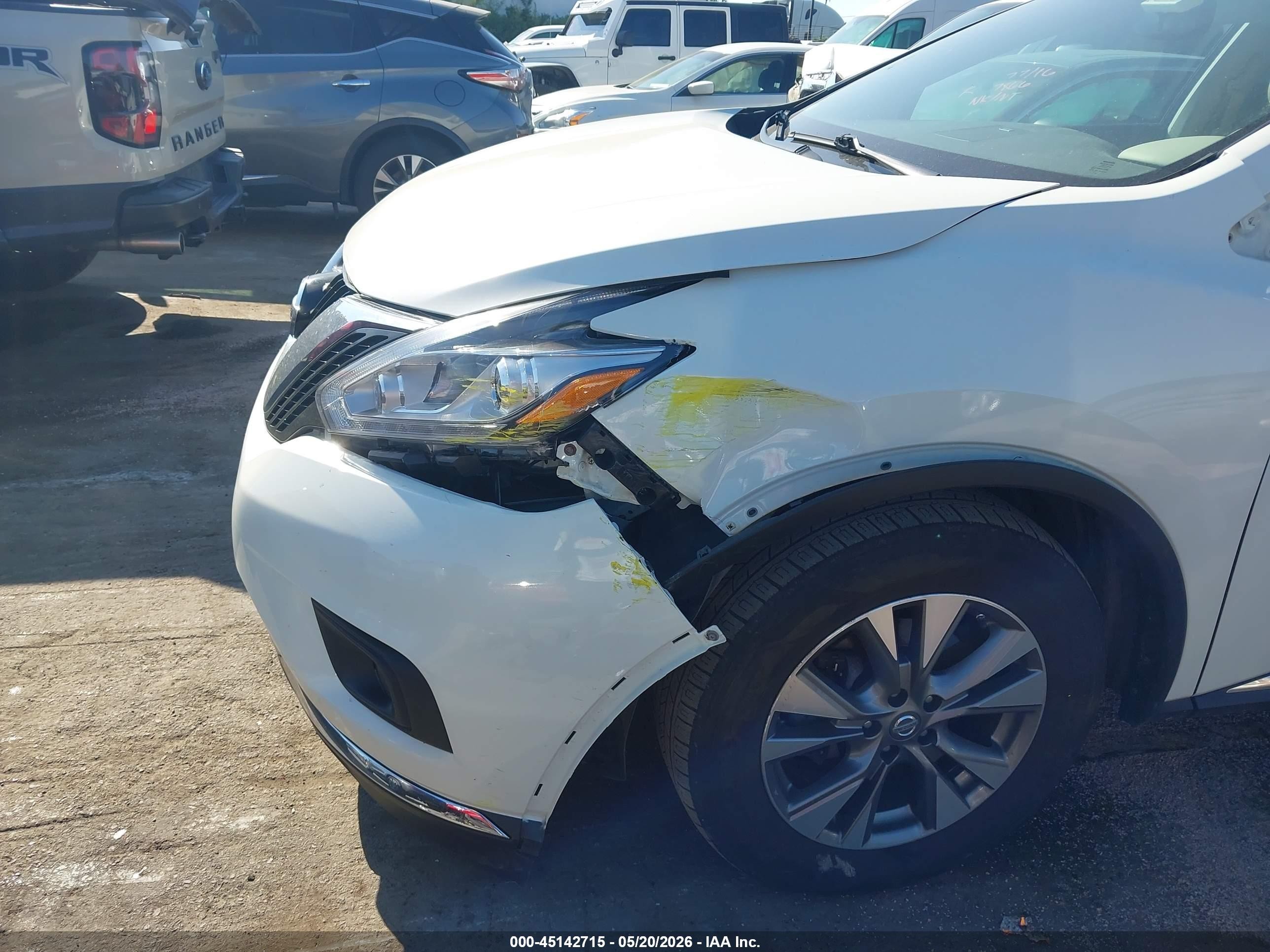 2015 Nissan Murano Sl White vin: 5N1AZ2MH0FN250710
