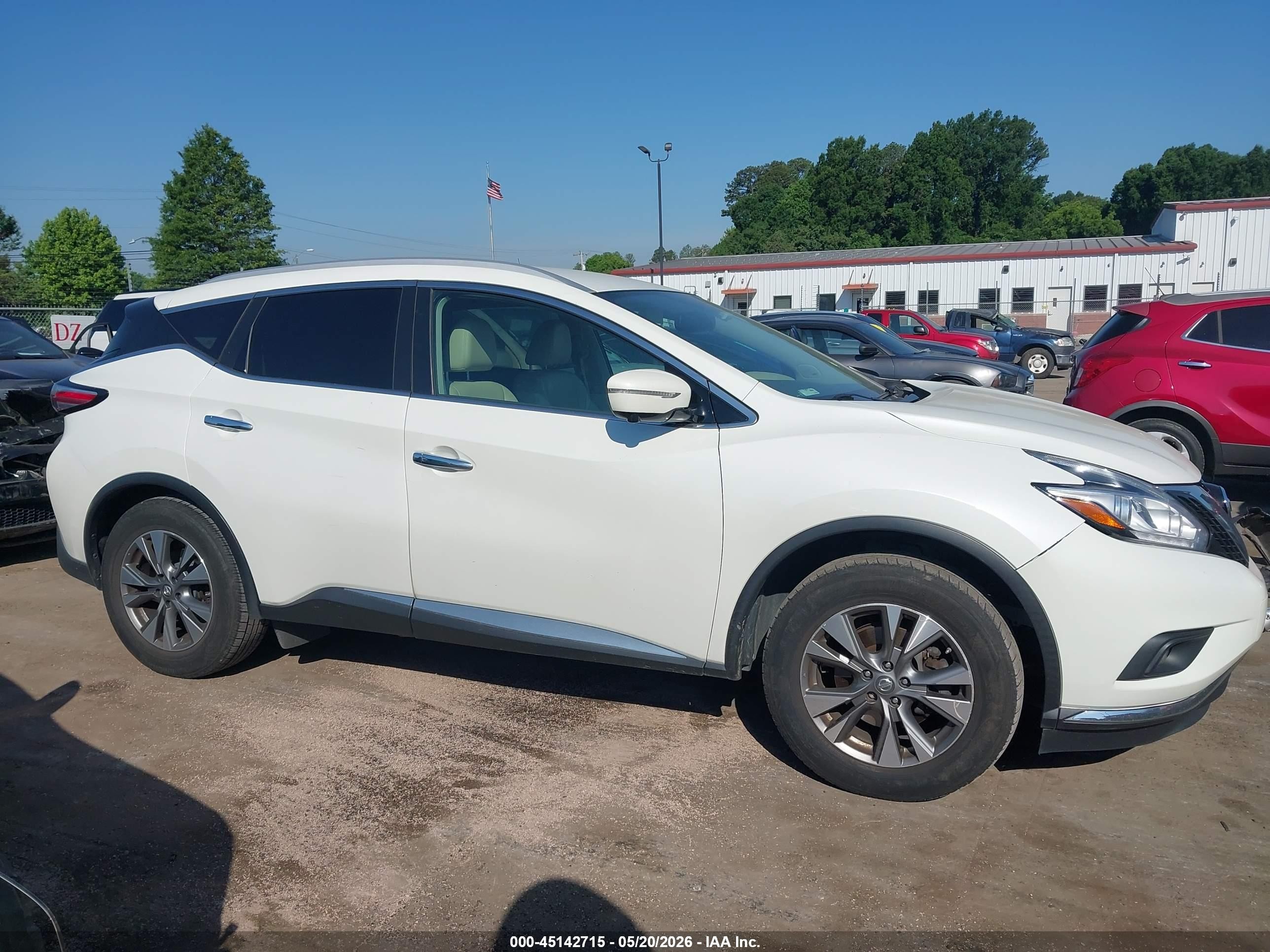 2015 Nissan Murano Sl White vin: 5N1AZ2MH0FN250710