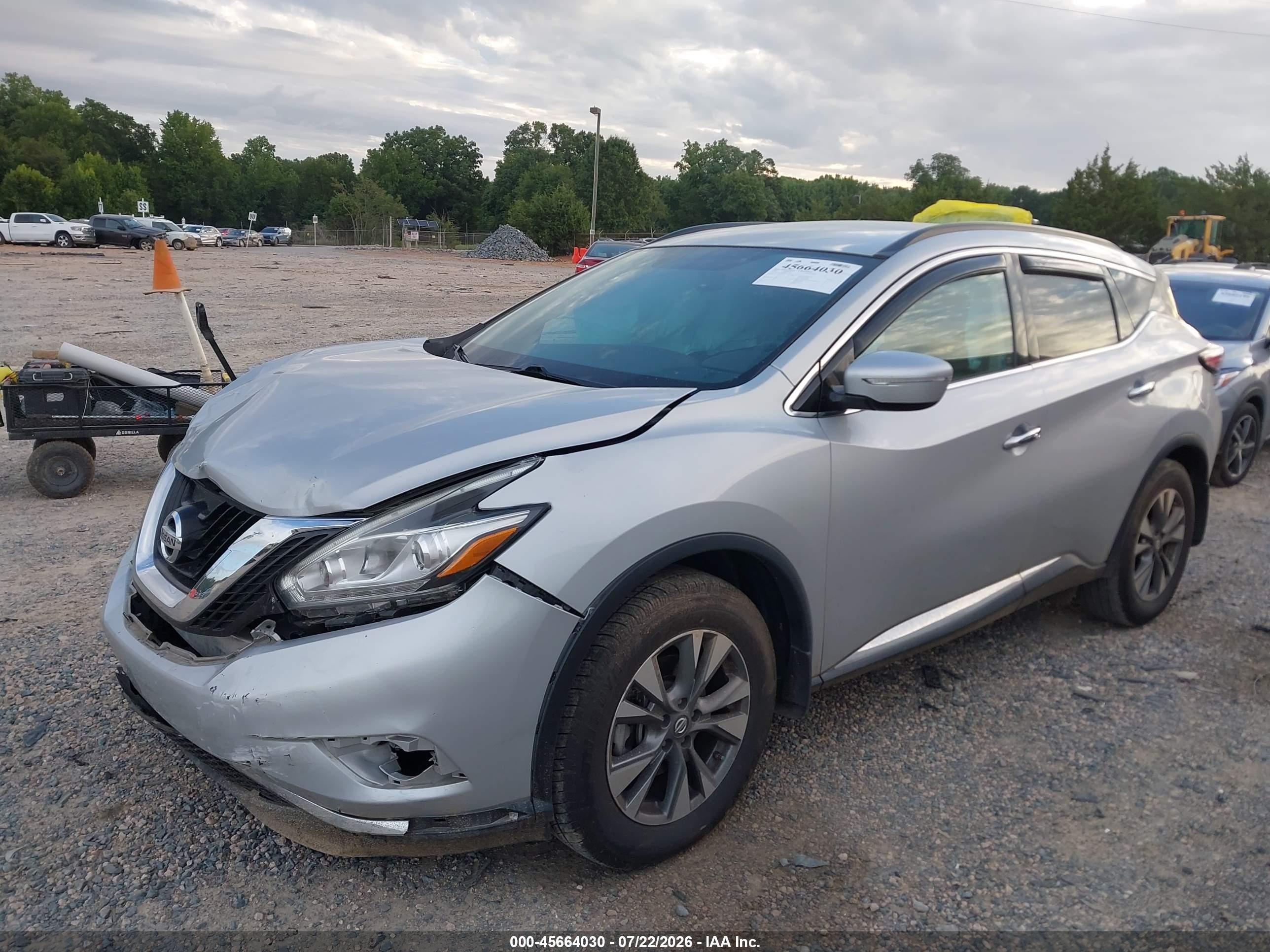 2015 Nissan Murano Sv Серебряный vin: 5N1AZ2MH0FN275283
