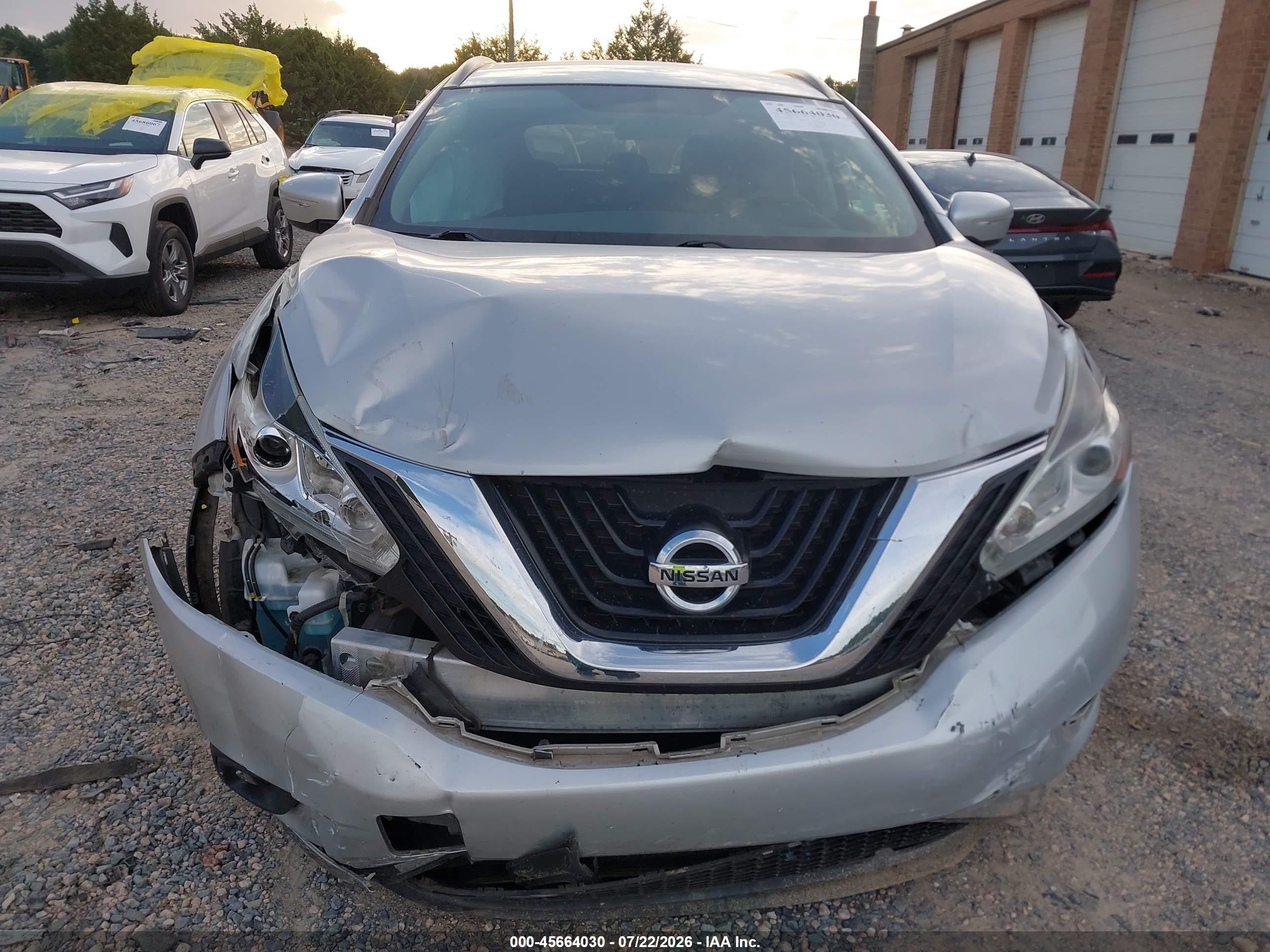 2015 Nissan Murano Sv Серебряный vin: 5N1AZ2MH0FN275283