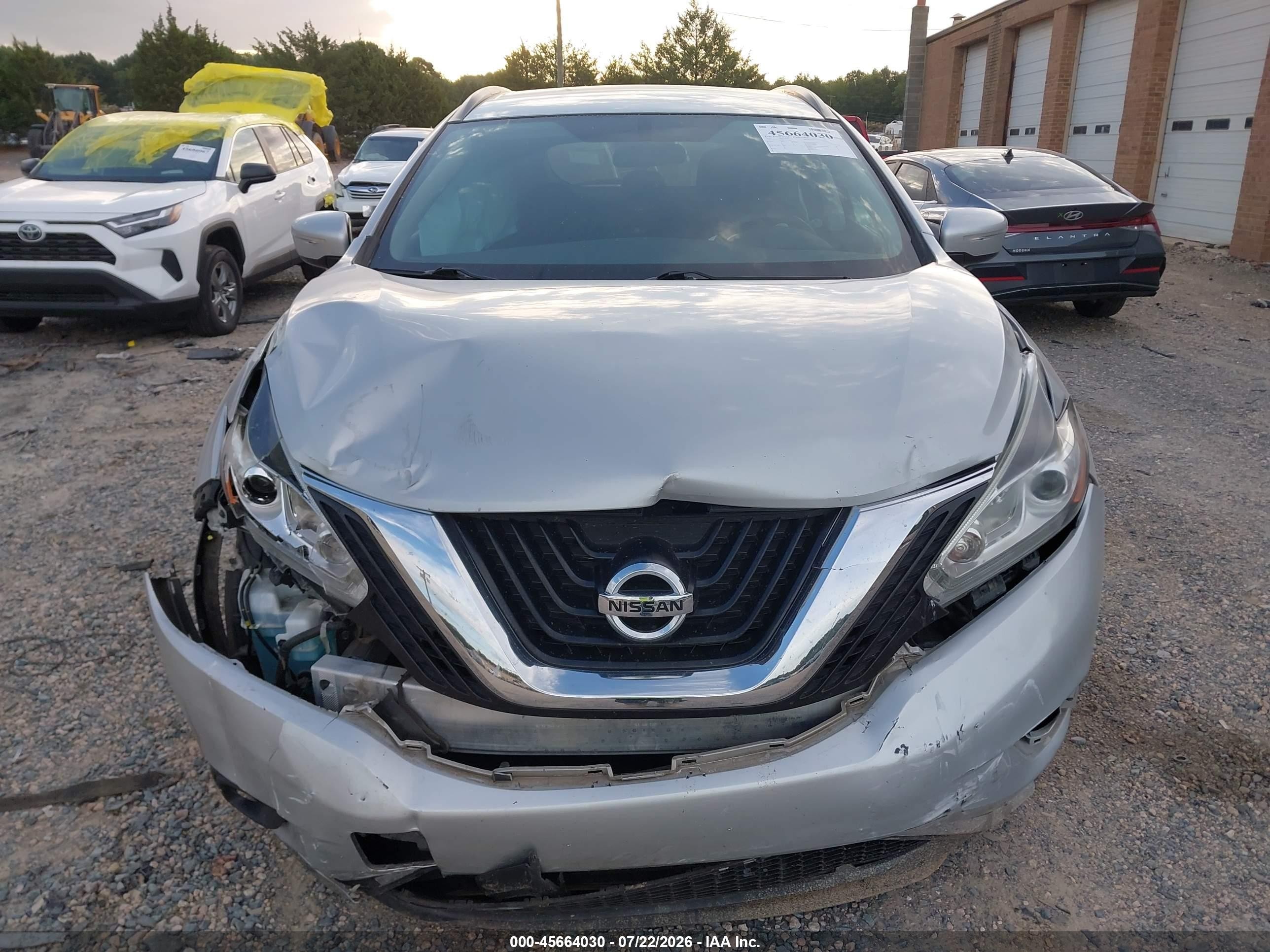 2015 Nissan Murano Sv Серебряный vin: 5N1AZ2MH0FN275283