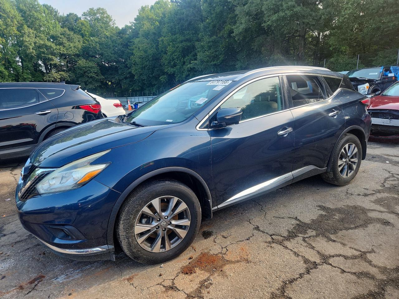2015 Nissan Murano Sl Blue vin: 5N1AZ2MH0FN277602