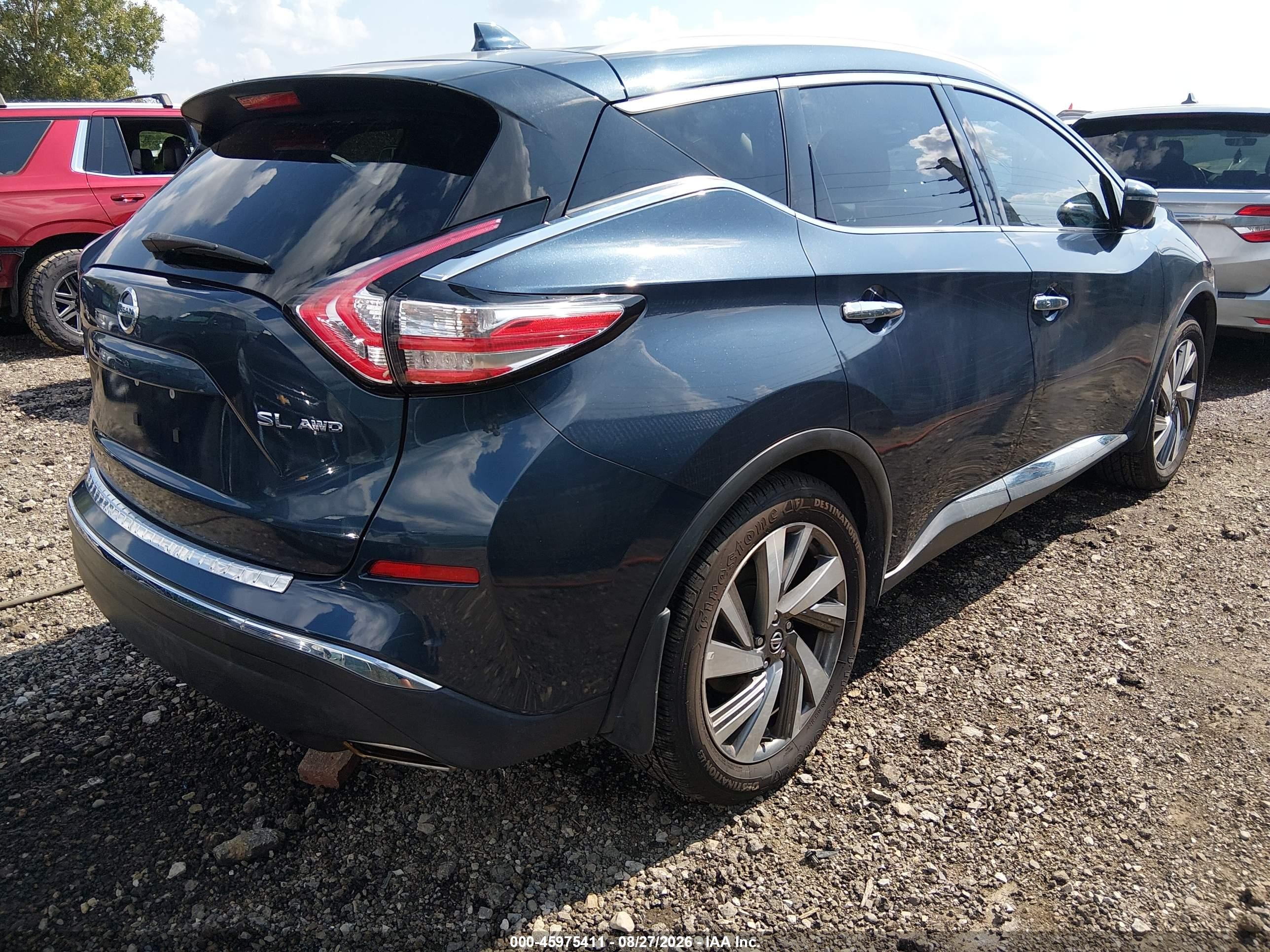 2017 Nissan Murano Sl Blue vin: 5N1AZ2MH0HN173680