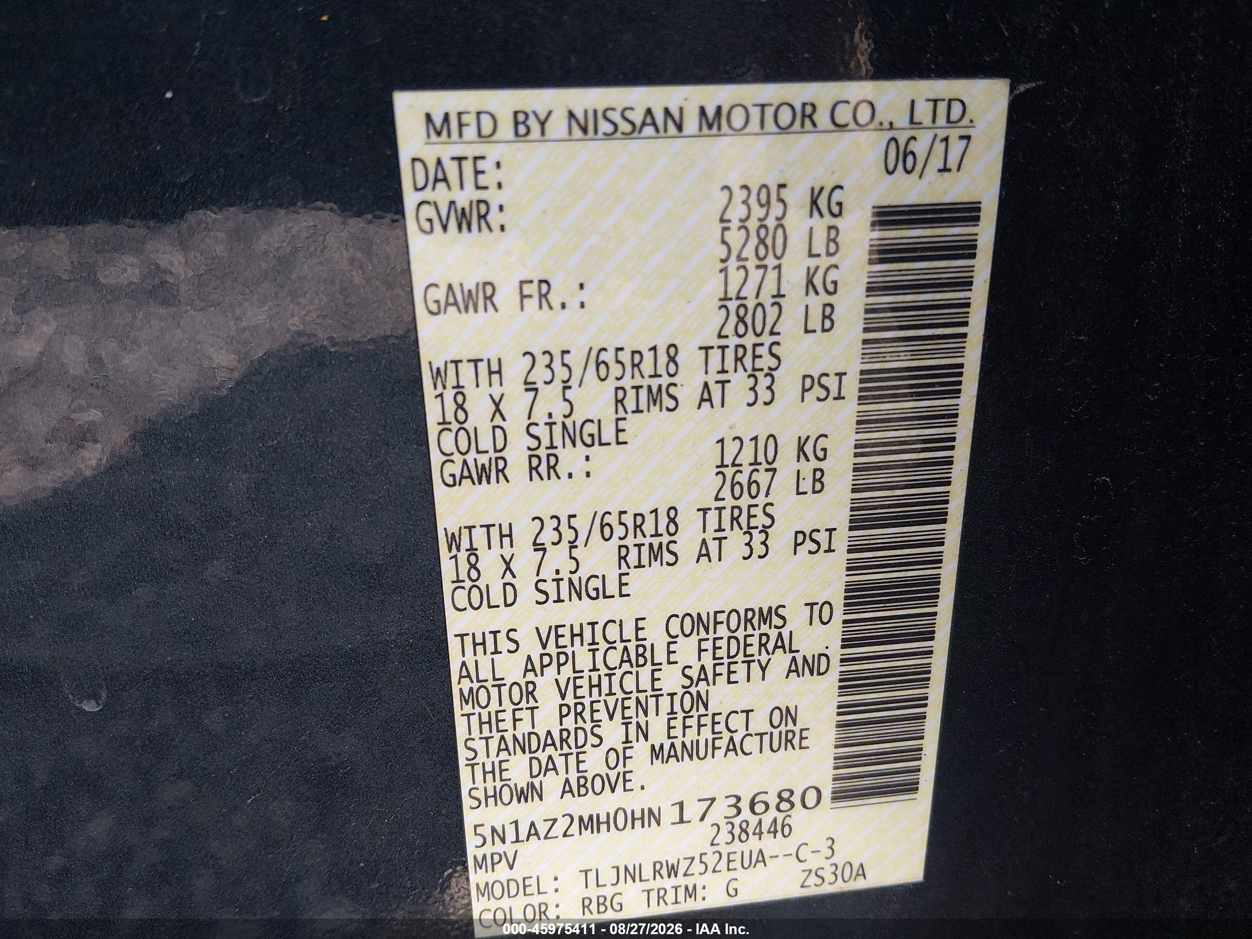 2017 Nissan Murano Sl Blue vin: 5N1AZ2MH0HN173680