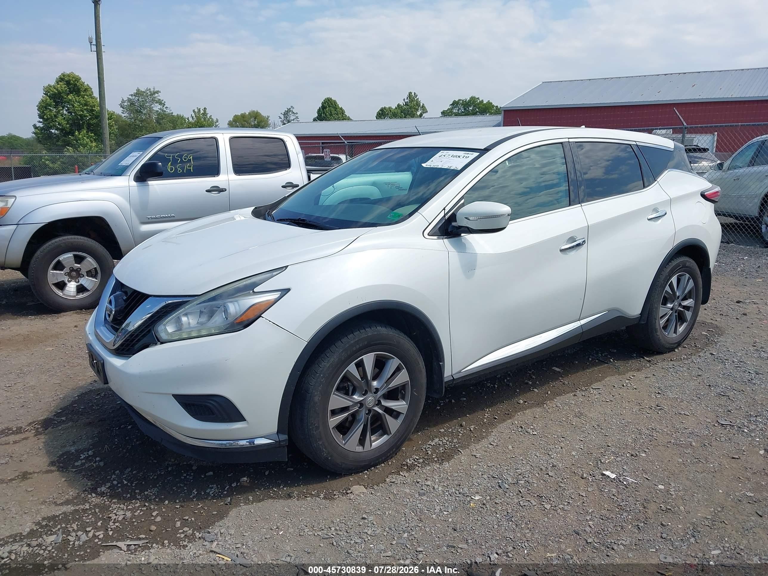 2015 Nissan Murano S White vin: 5N1AZ2MH1FN204478