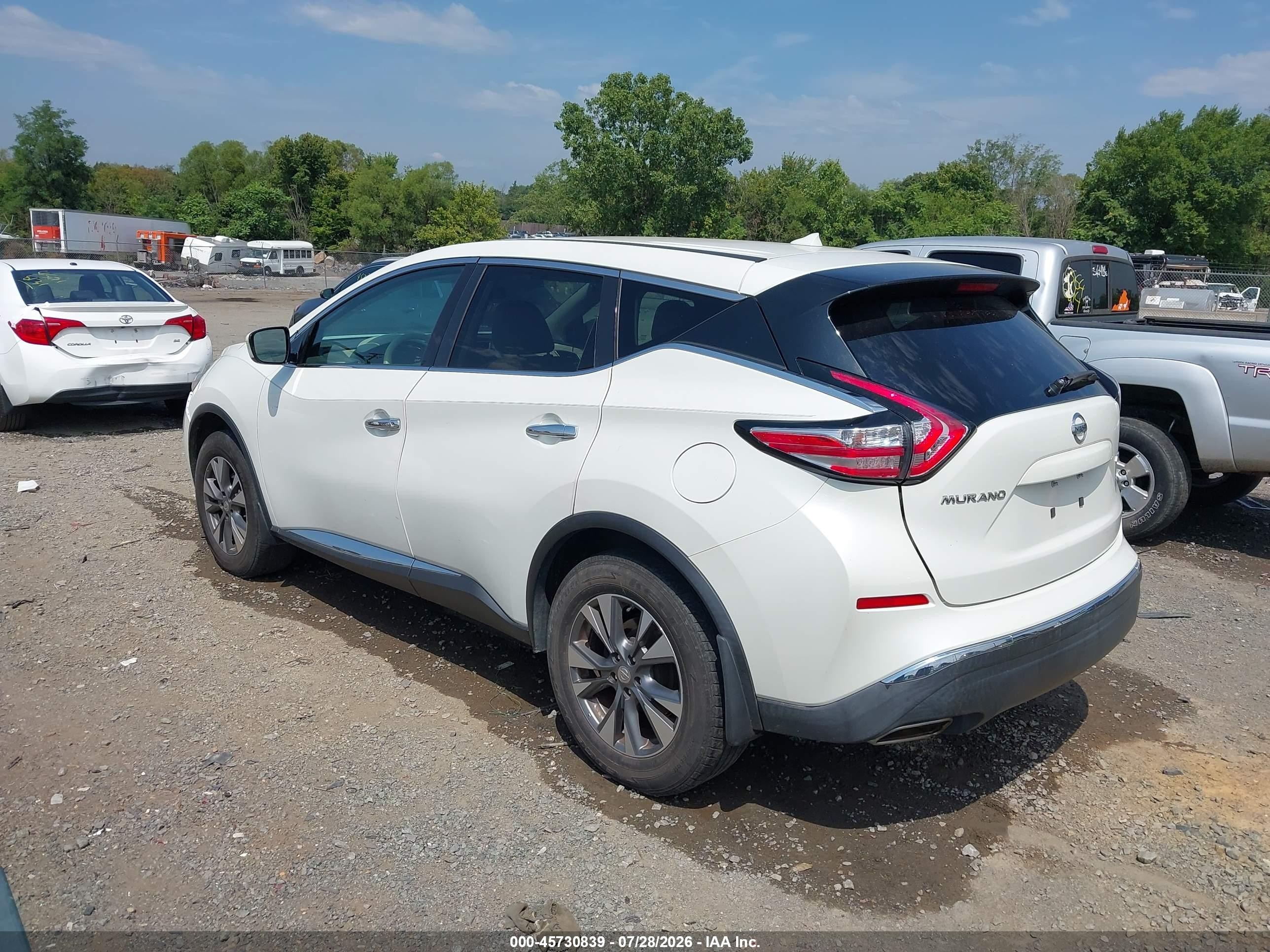 2015 Nissan Murano S White vin: 5N1AZ2MH1FN204478
