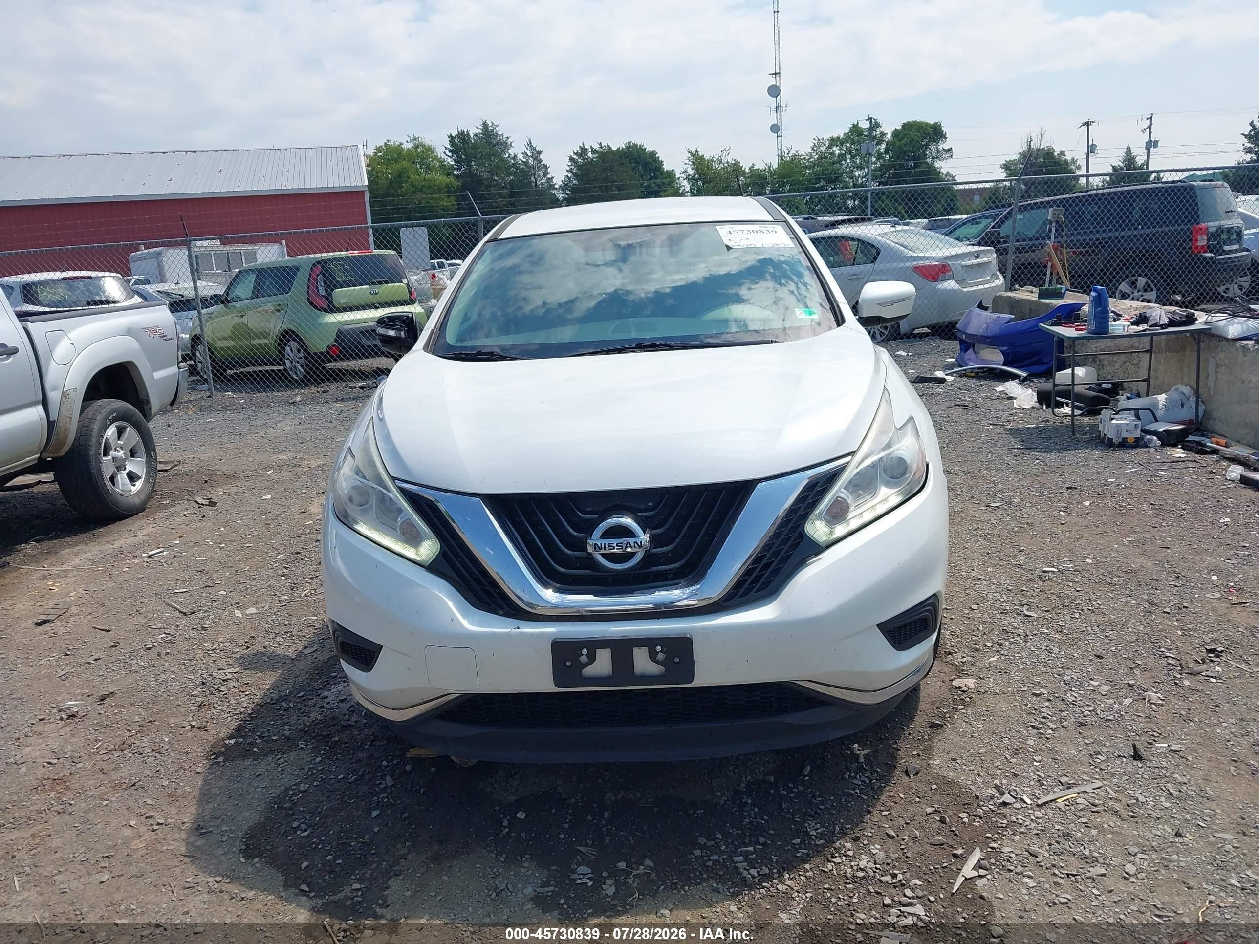 2015 Nissan Murano S White vin: 5N1AZ2MH1FN204478