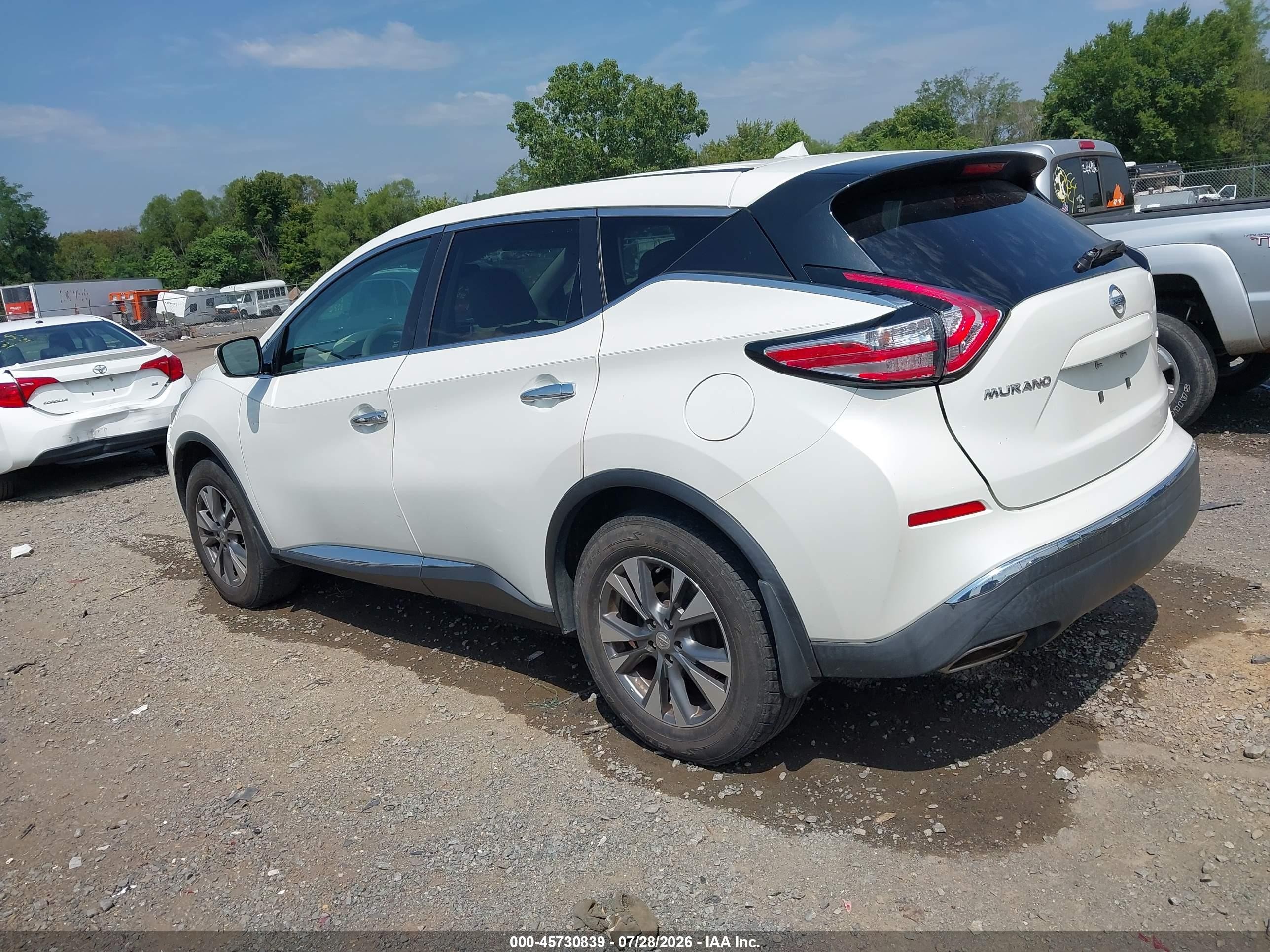 2015 Nissan Murano S White vin: 5N1AZ2MH1FN204478