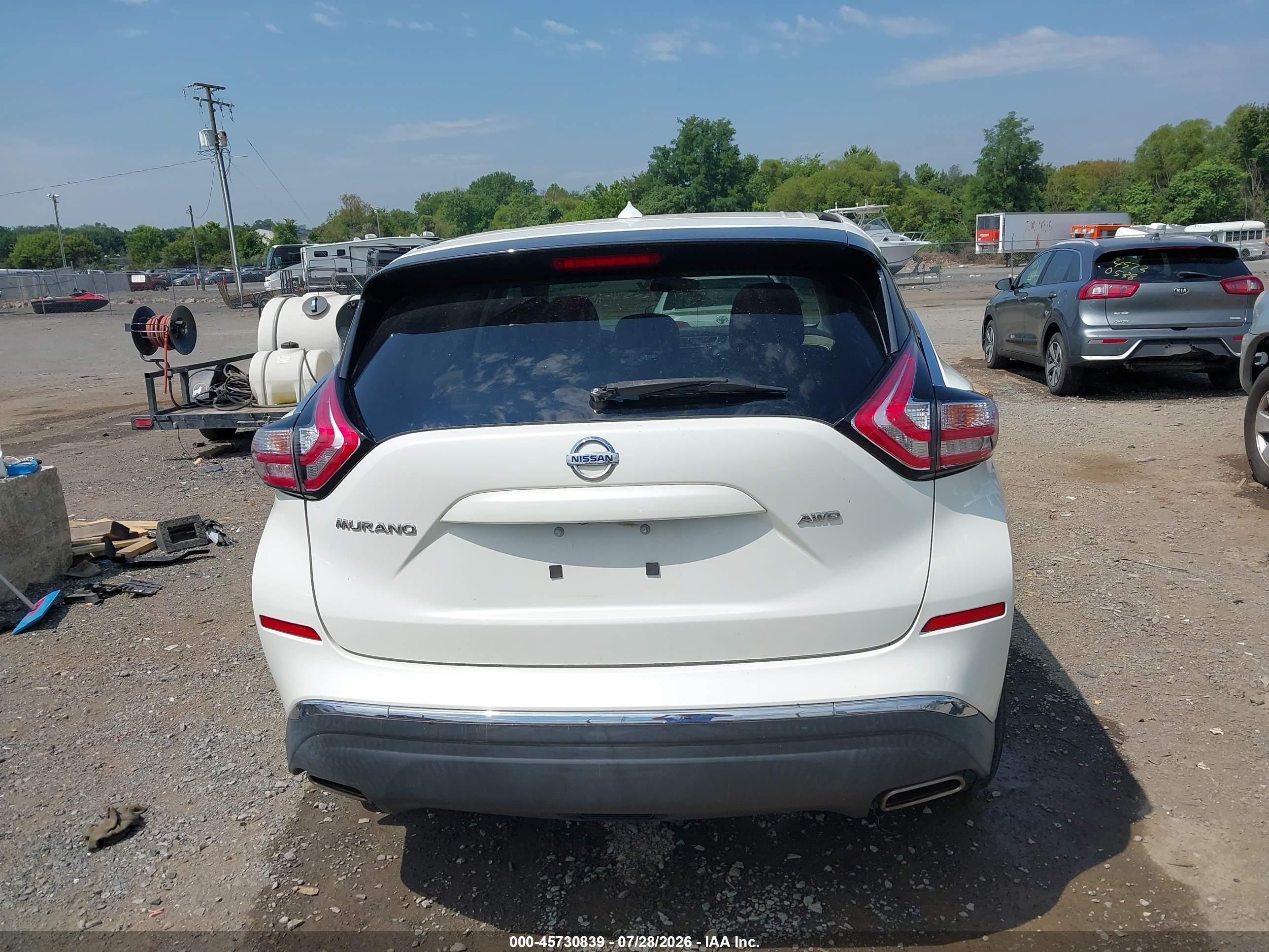 2015 Nissan Murano S White vin: 5N1AZ2MH1FN204478