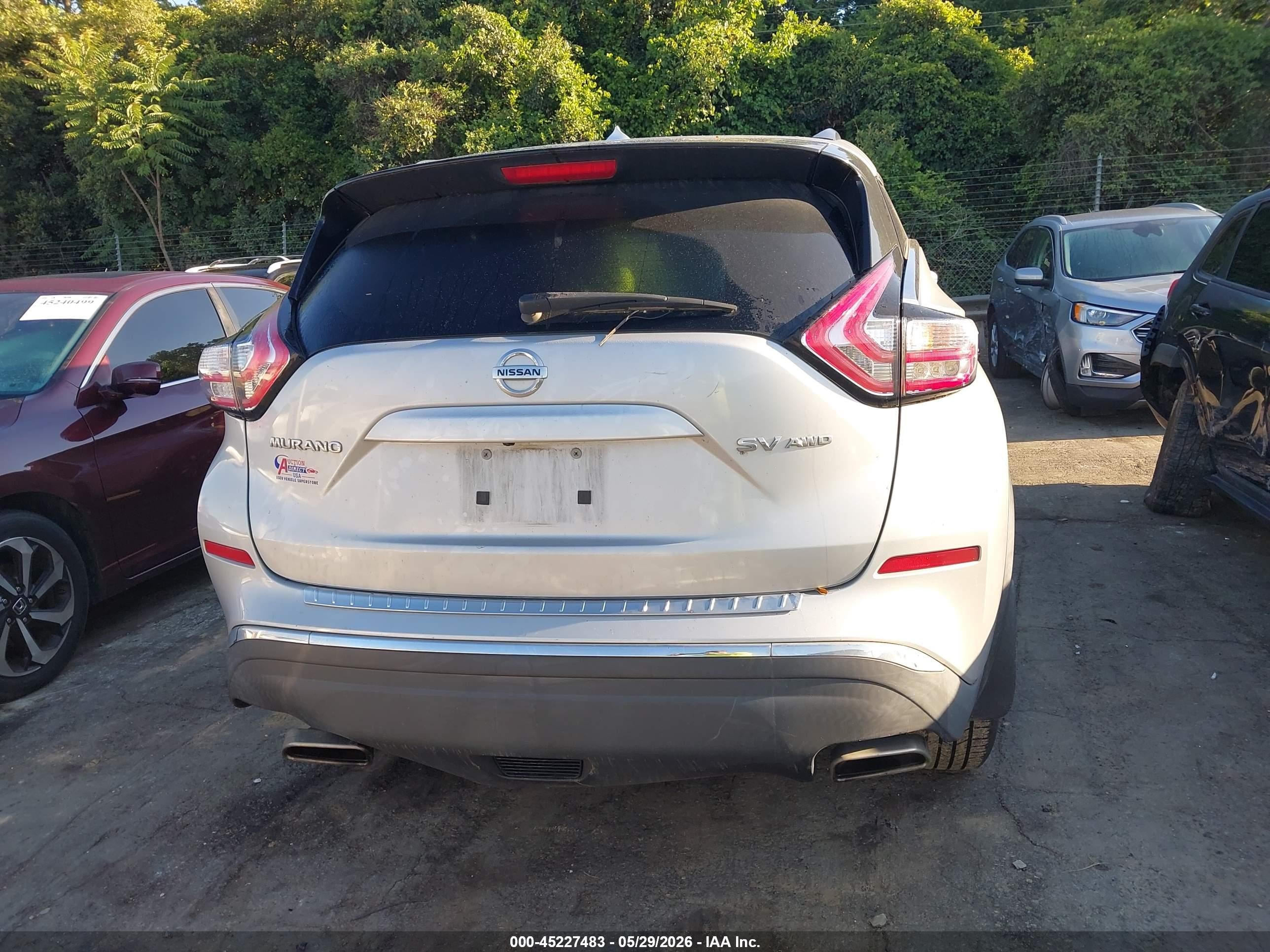 2015 Nissan Murano Sv Silver vin: 5N1AZ2MH1FN274224