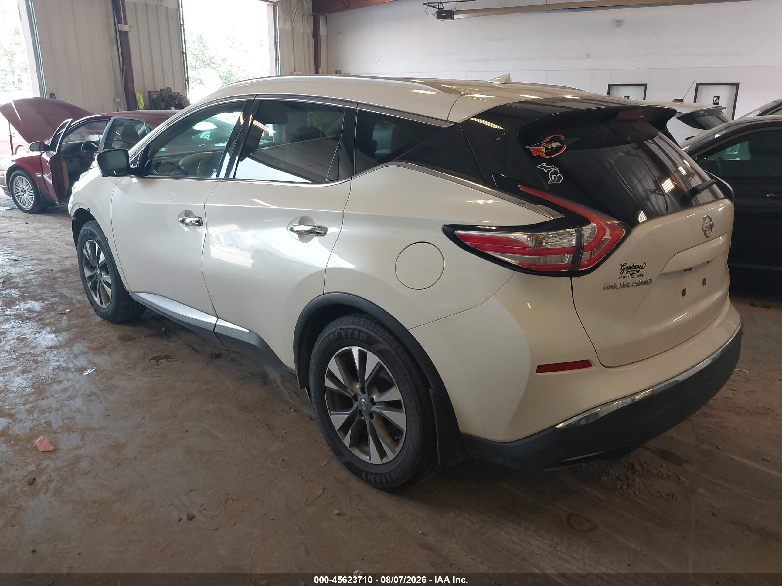 2015 Nissan Murano Platinum/s/sl/sv White vin: 5N1AZ2MH1FN278628