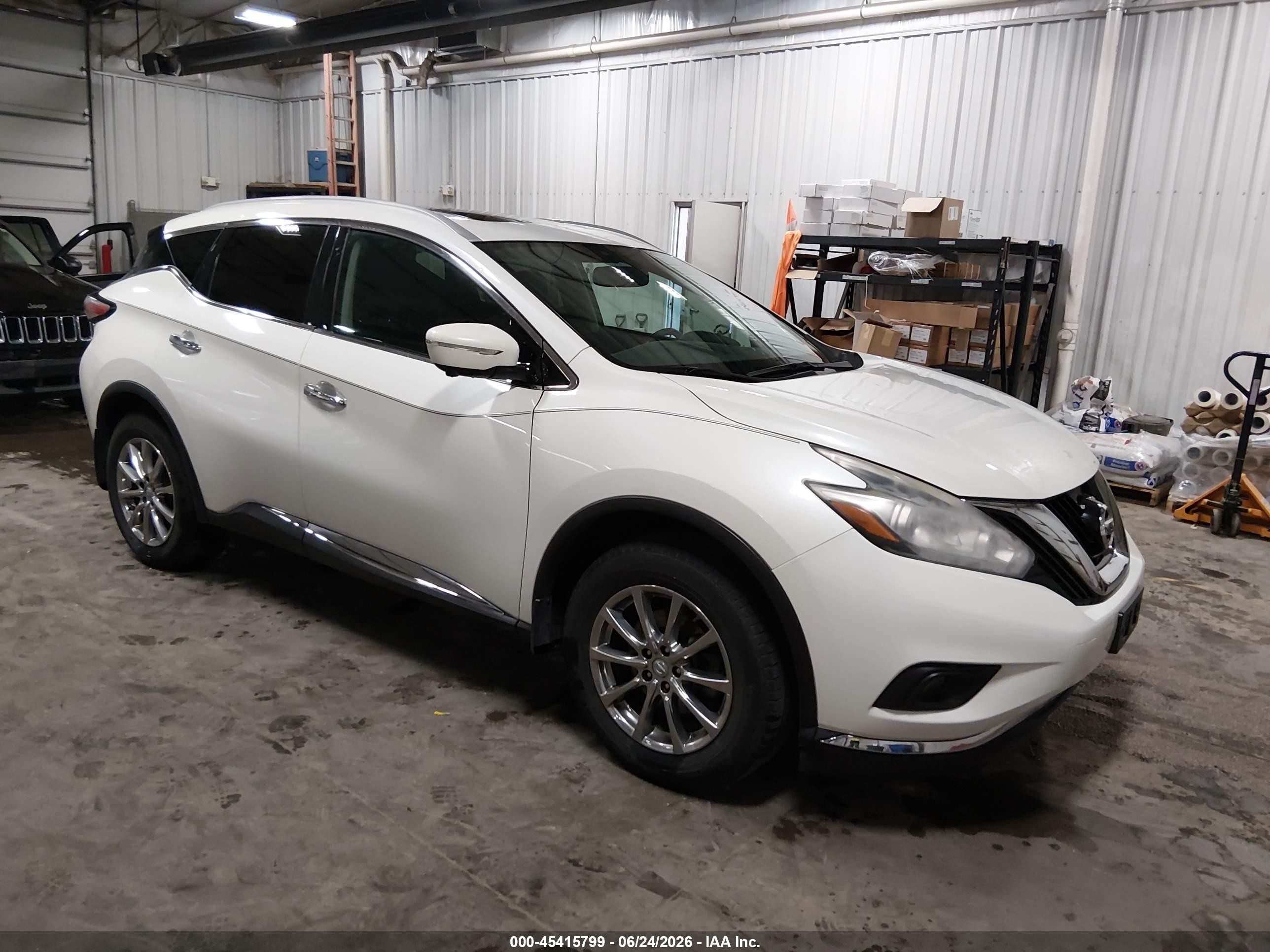 2015 Nissan Murano Sl White vin: 5N1AZ2MH1FN284543