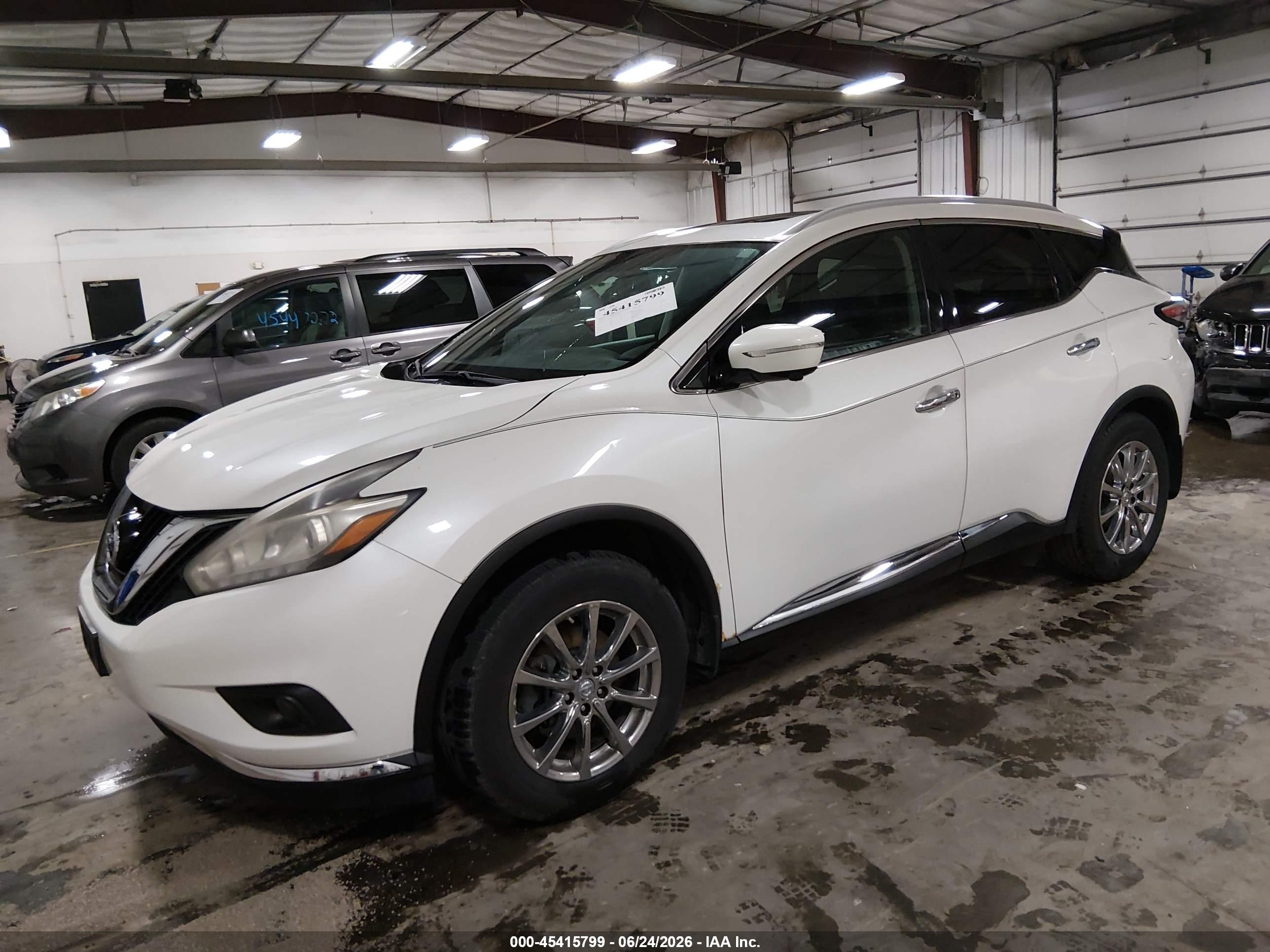 2015 Nissan Murano Sl White vin: 5N1AZ2MH1FN284543