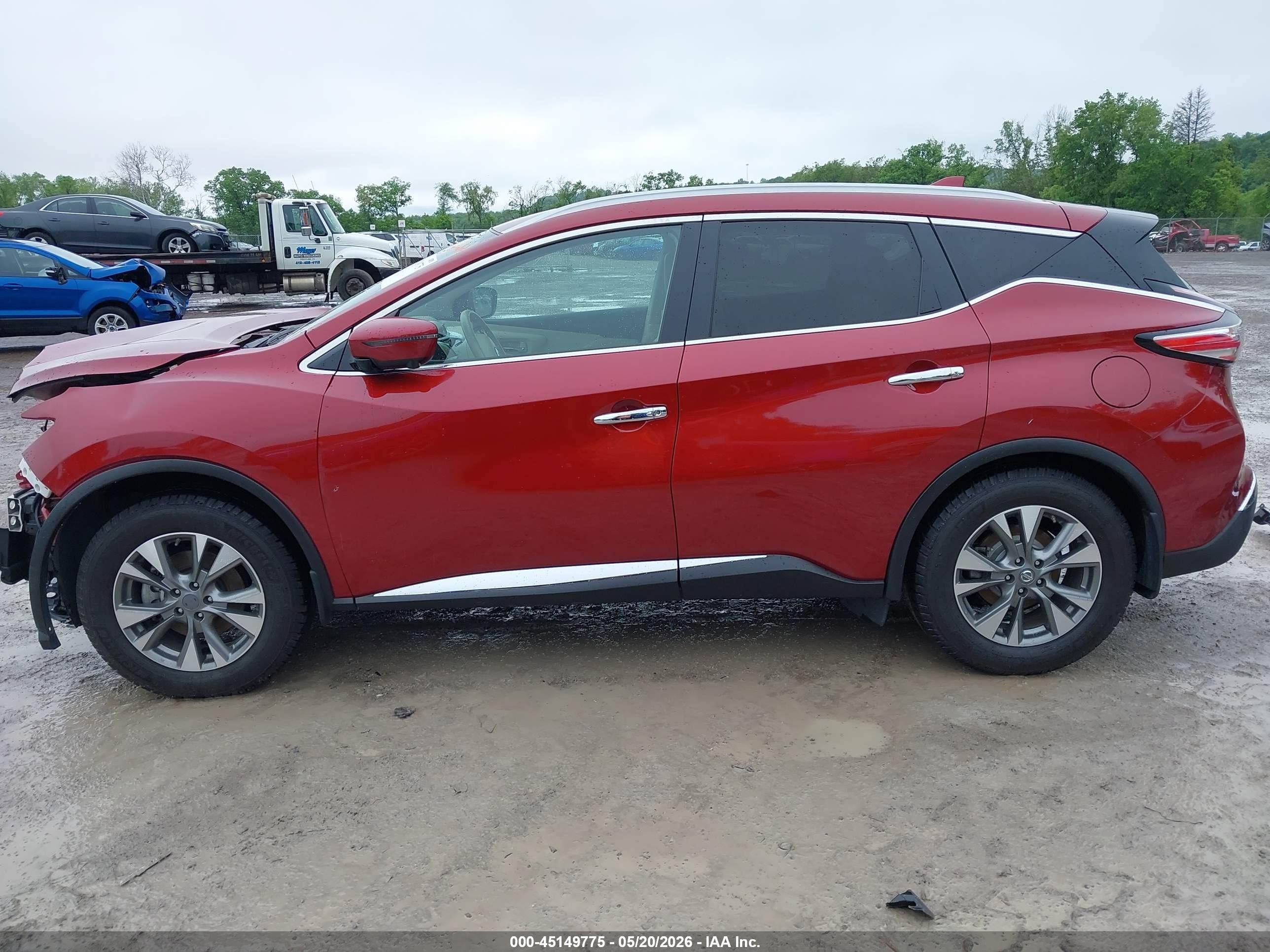 2018 Nissan Murano Sl Красный vin: 5N1AZ2MH1JN151418